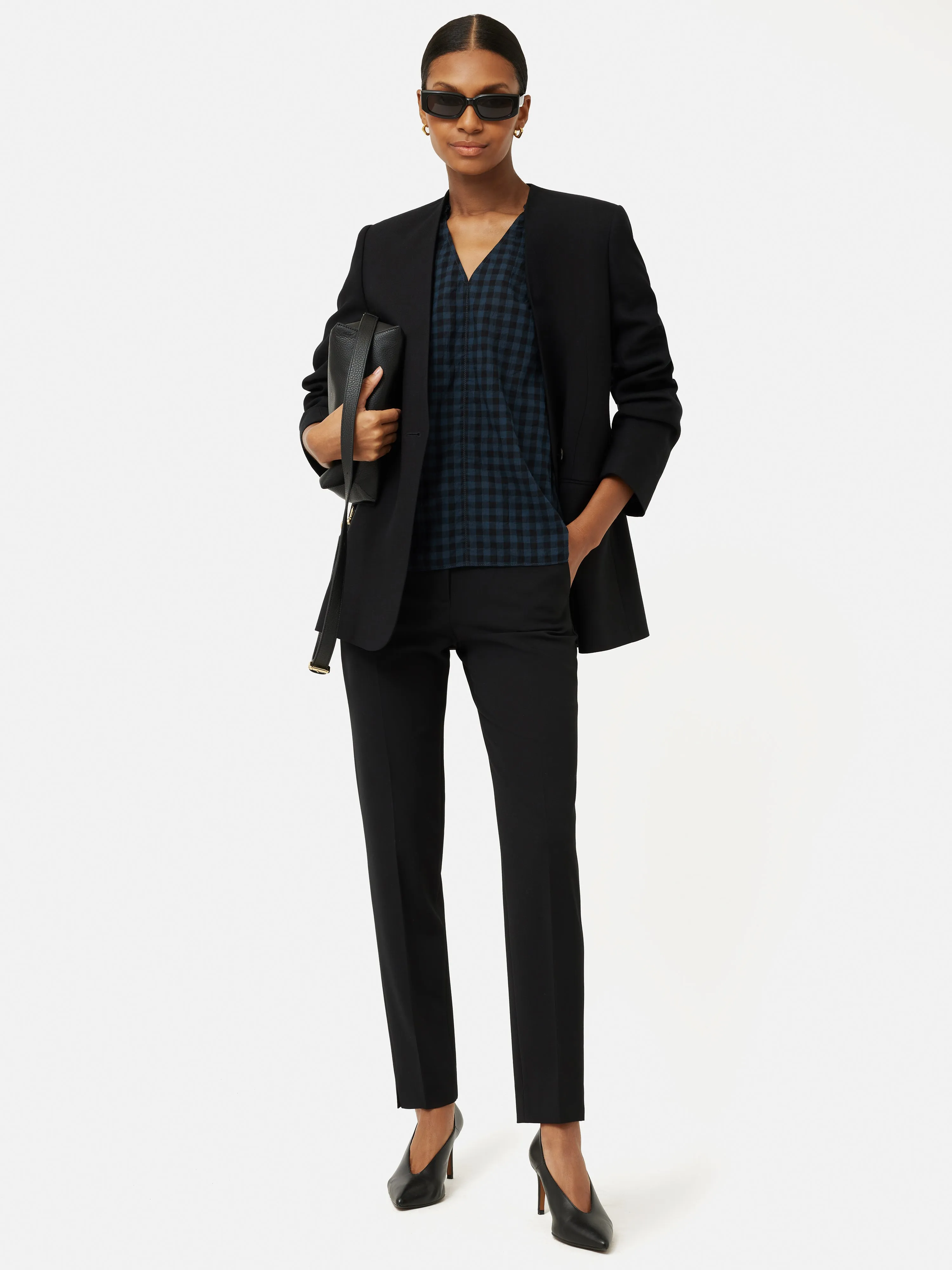 Cotton Gingham Cicelly Top | Navy sold by Jigsaw product image thumbnail 2