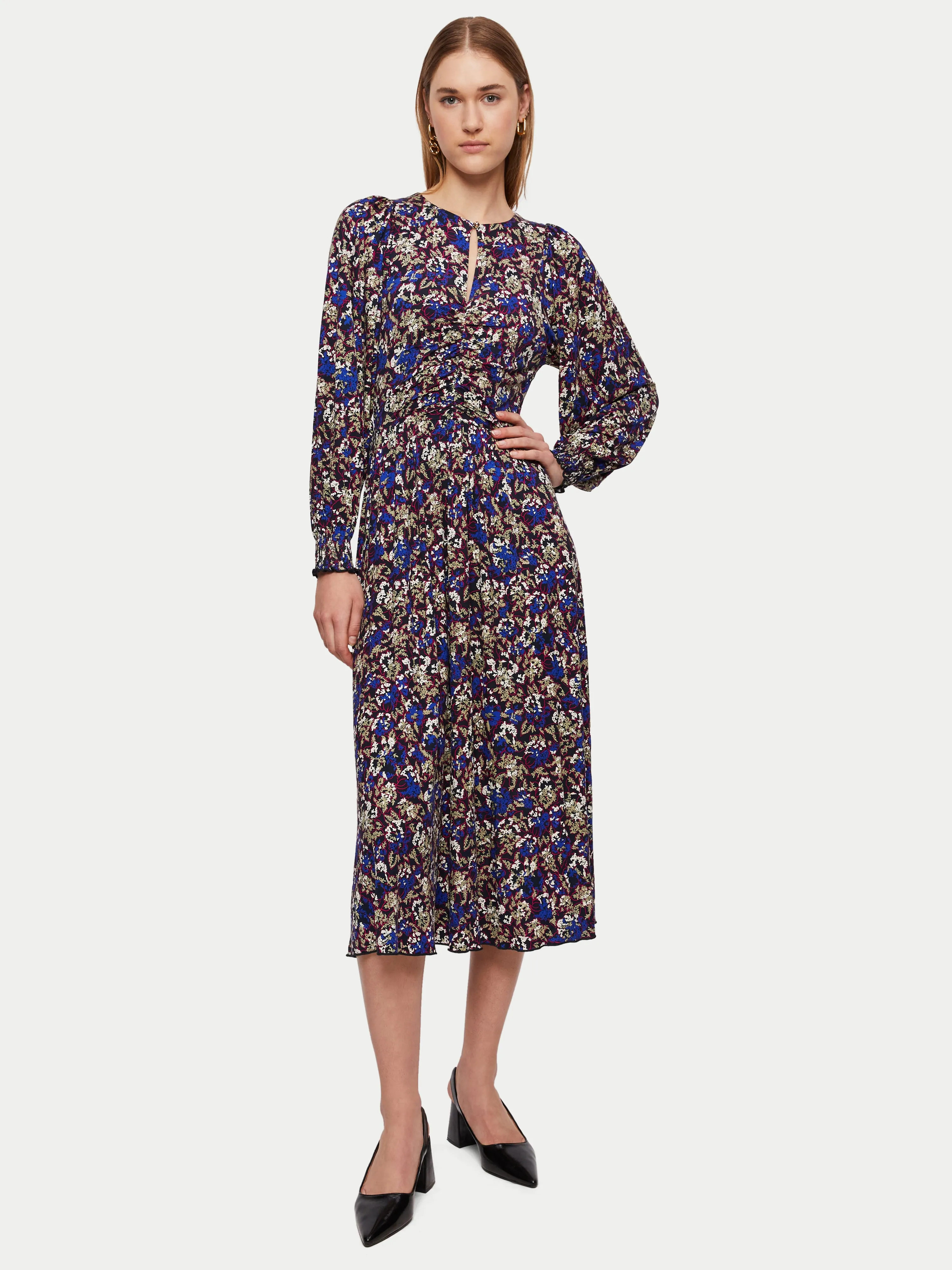 Keyhole Neck Jersey Dress | Blue sold by Jigsaw