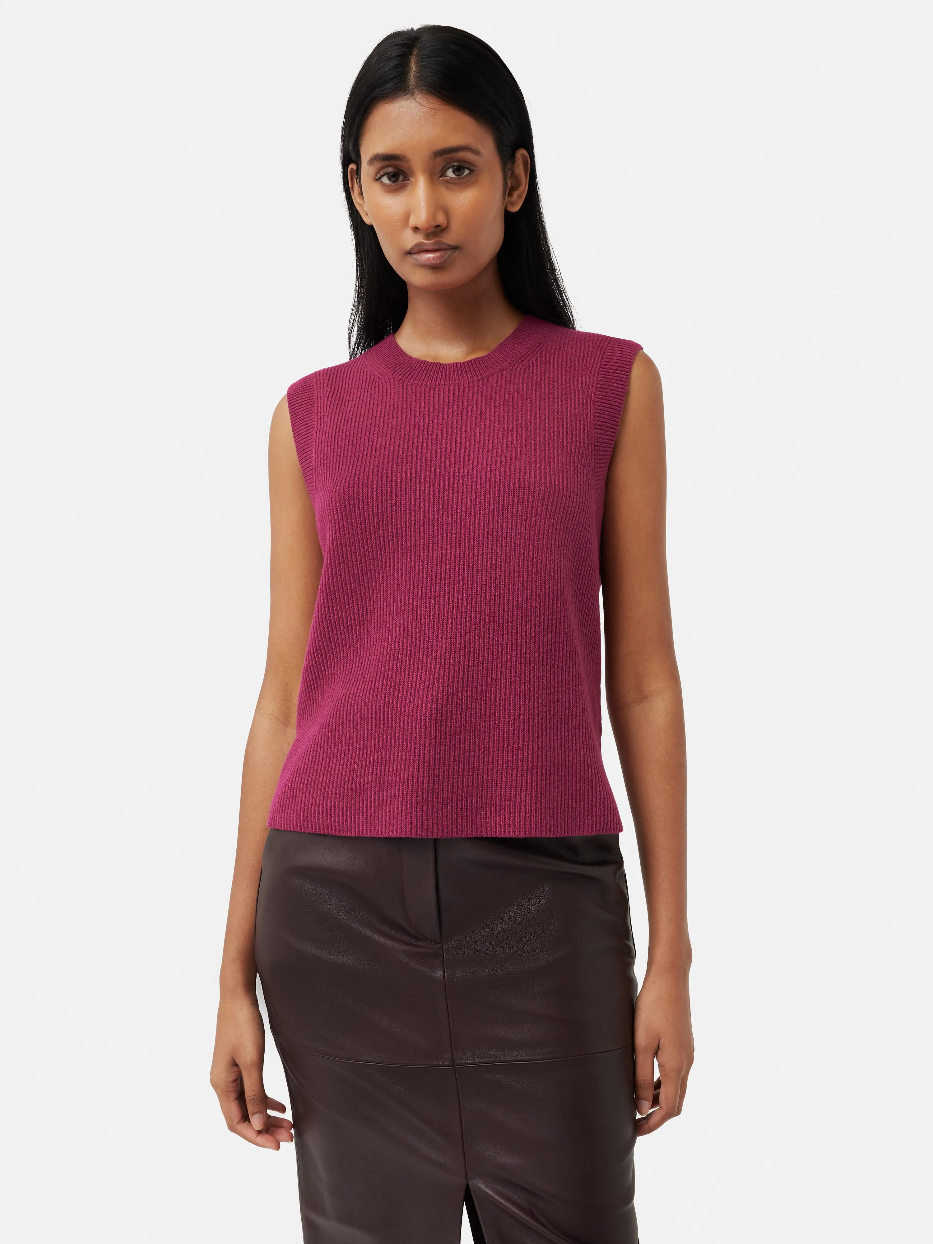 Cotton Blend Crew Tank | Berry sold by Jigsaw