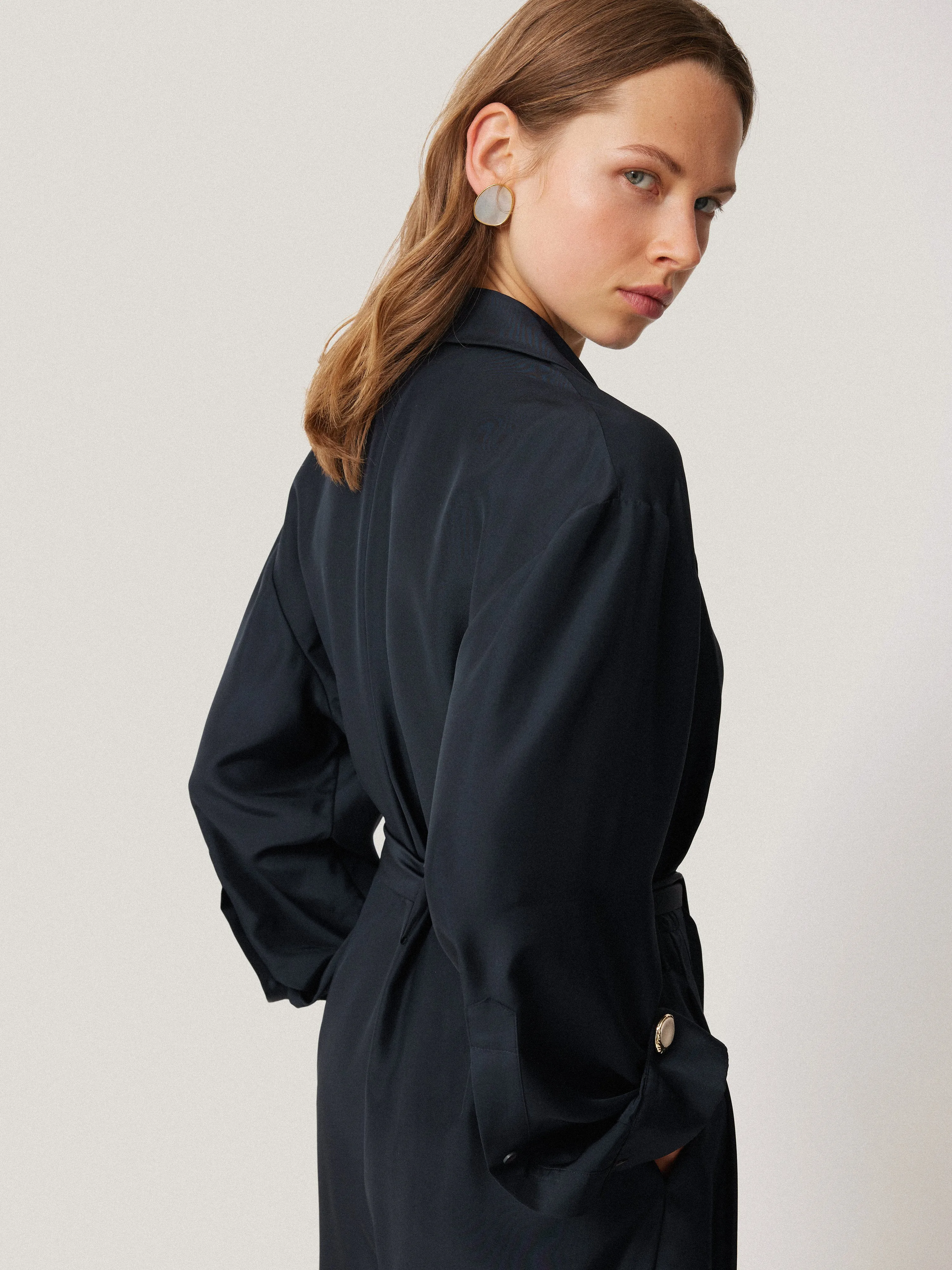 Silk Relaxed Wrap Jumpsuit | Navy sold by Jigsaw product image thumbnail 3