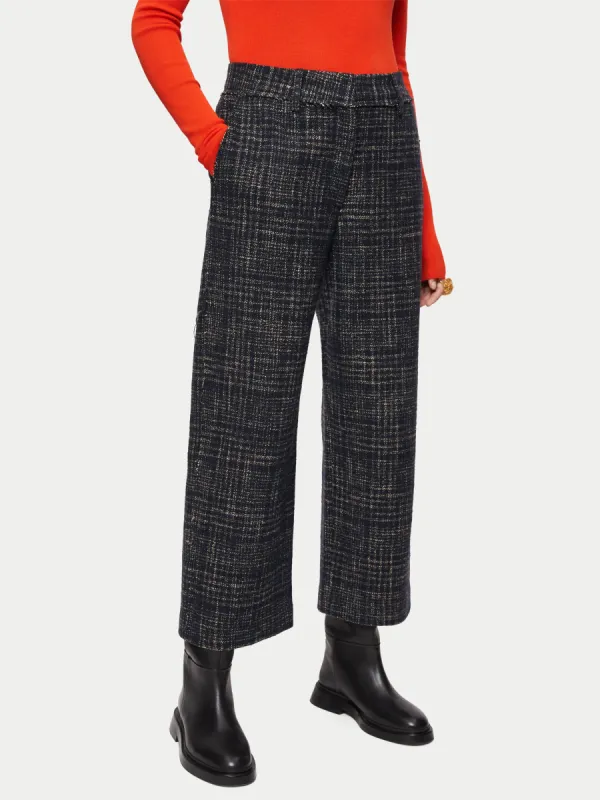 Dale Broken Check Wool Trouser | Black sold by Jigsaw