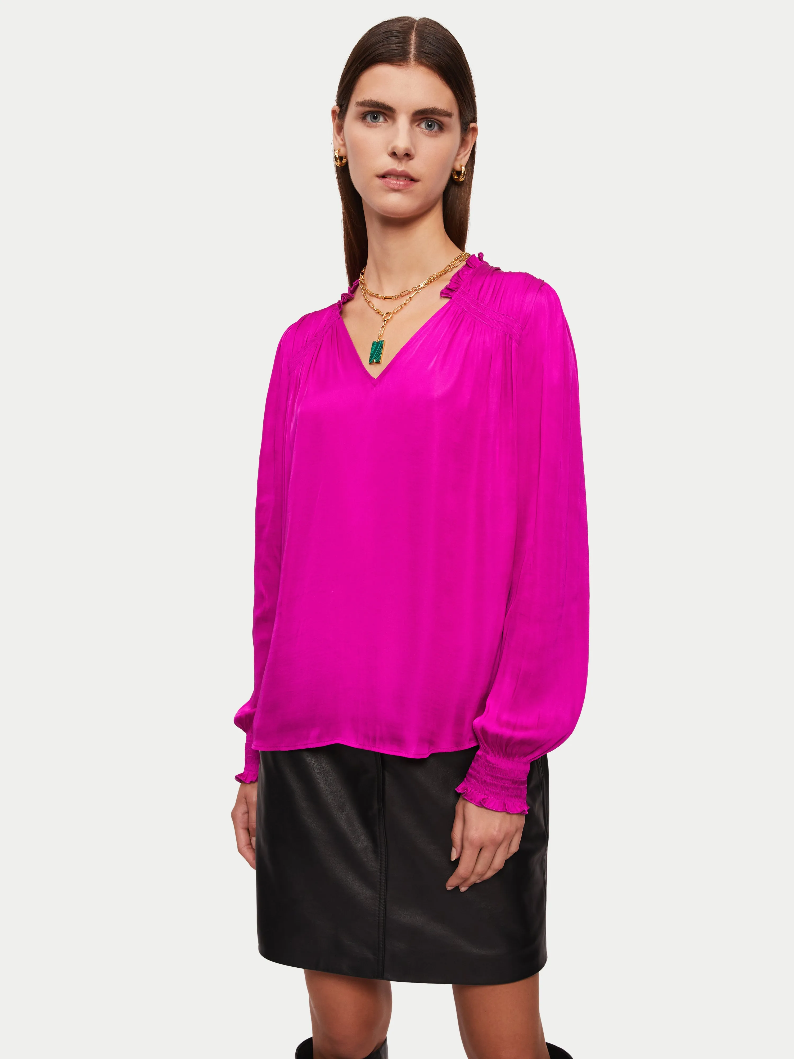 Recycled Satin Long Sleeve Top | Pink sold by Jigsaw product image thumbnail 4