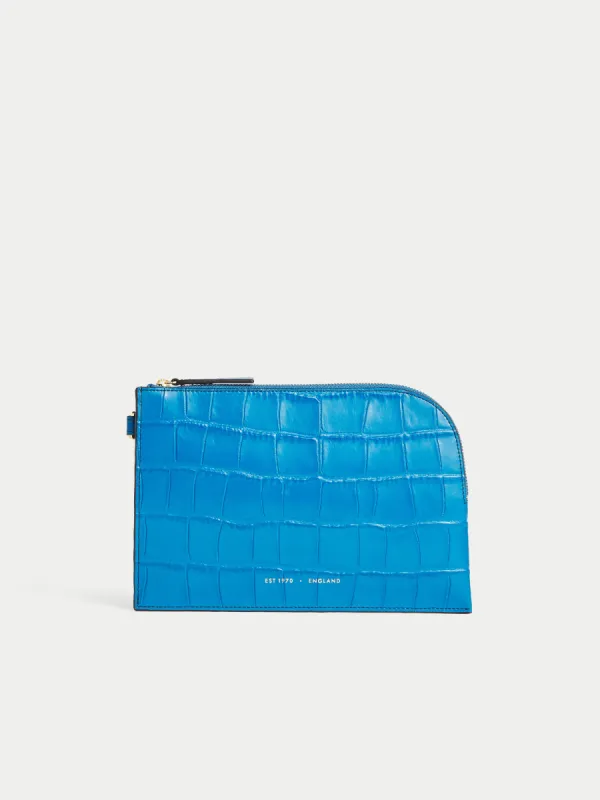 Sophia Croc Leather Pouch | Blue sold by Jigsaw