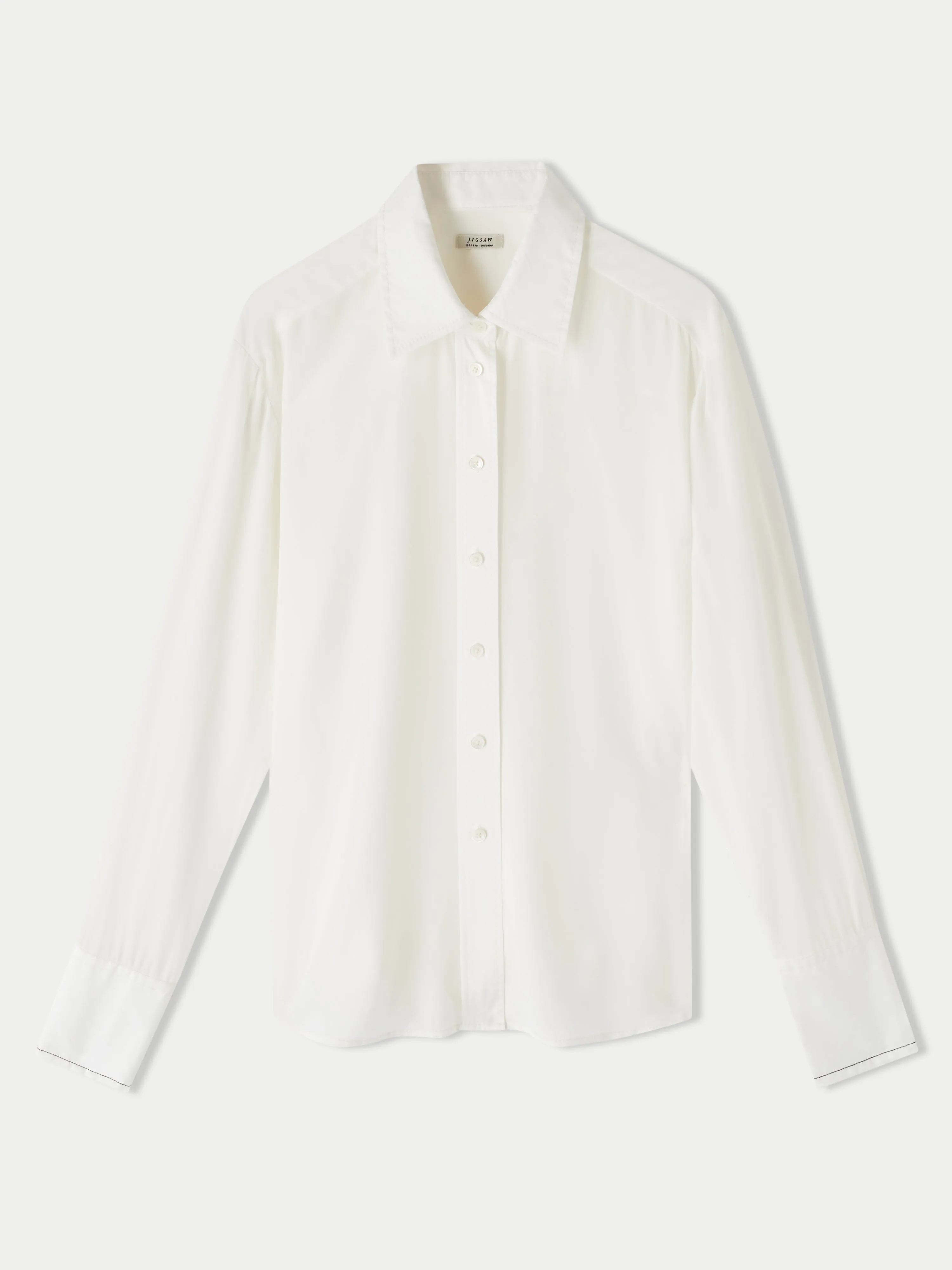 Cotton Cuff Silk Shirt | Ivory sold by Jigsaw product image thumbnail 5