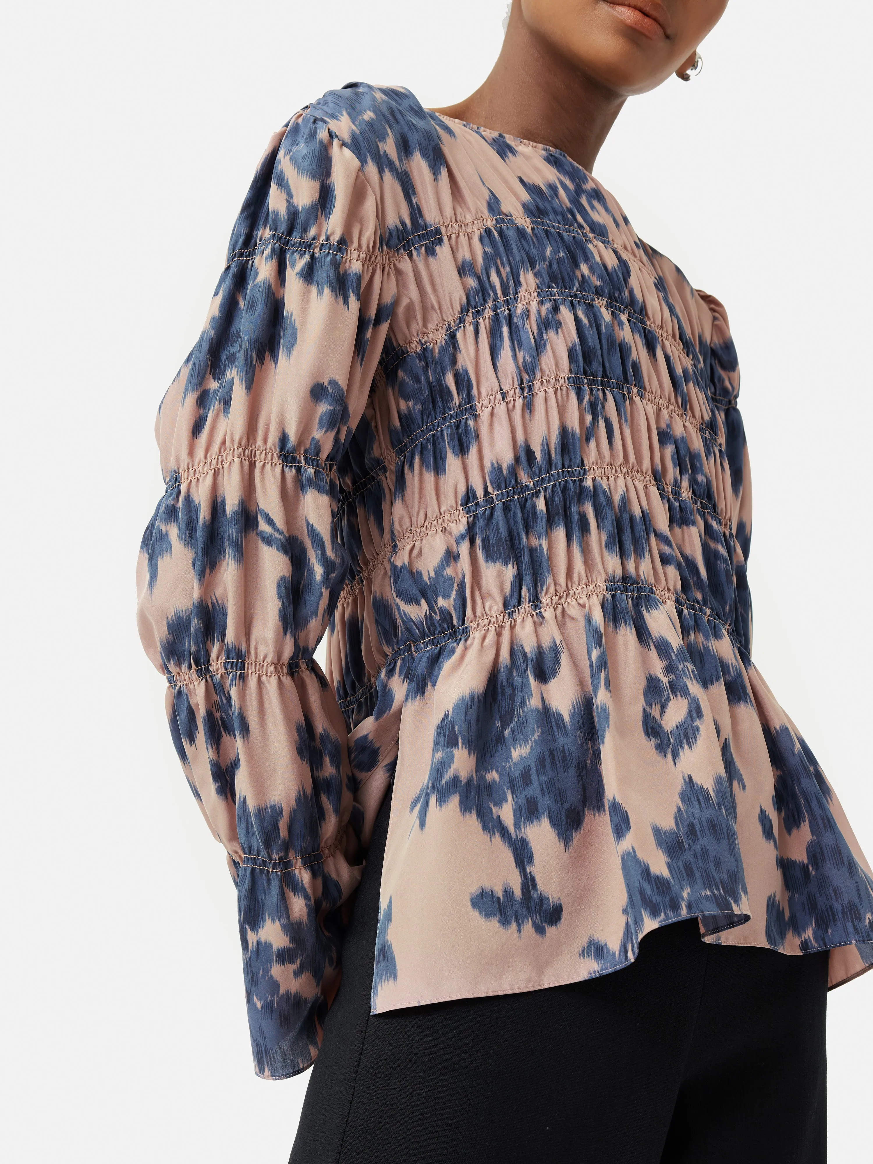 Ikat Posy Silk Ruched Top | Pink sold by Jigsaw product image thumbnail 2