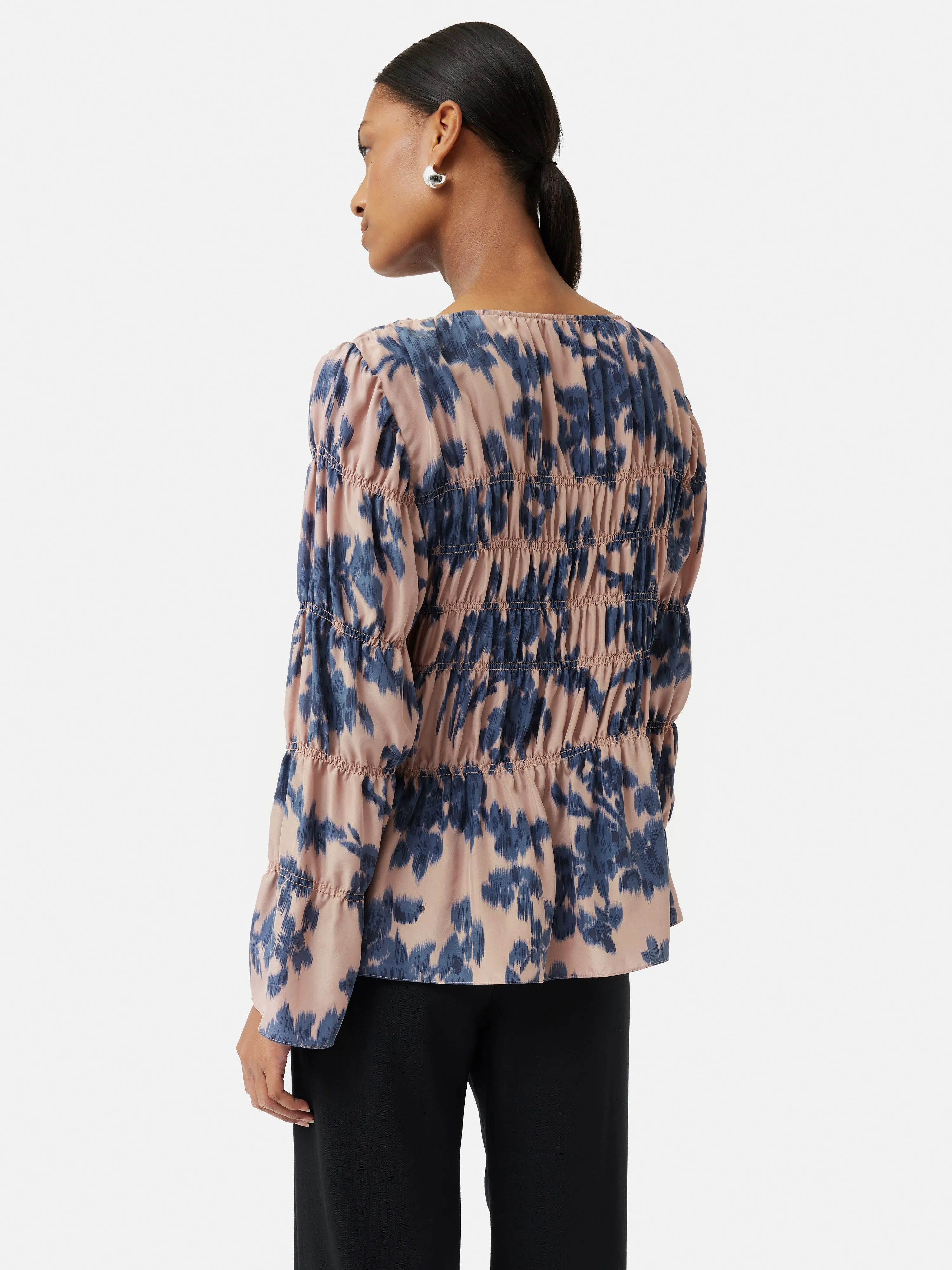 Ikat Posy Silk Ruched Top | Pink sold by Jigsaw product image thumbnail 5
