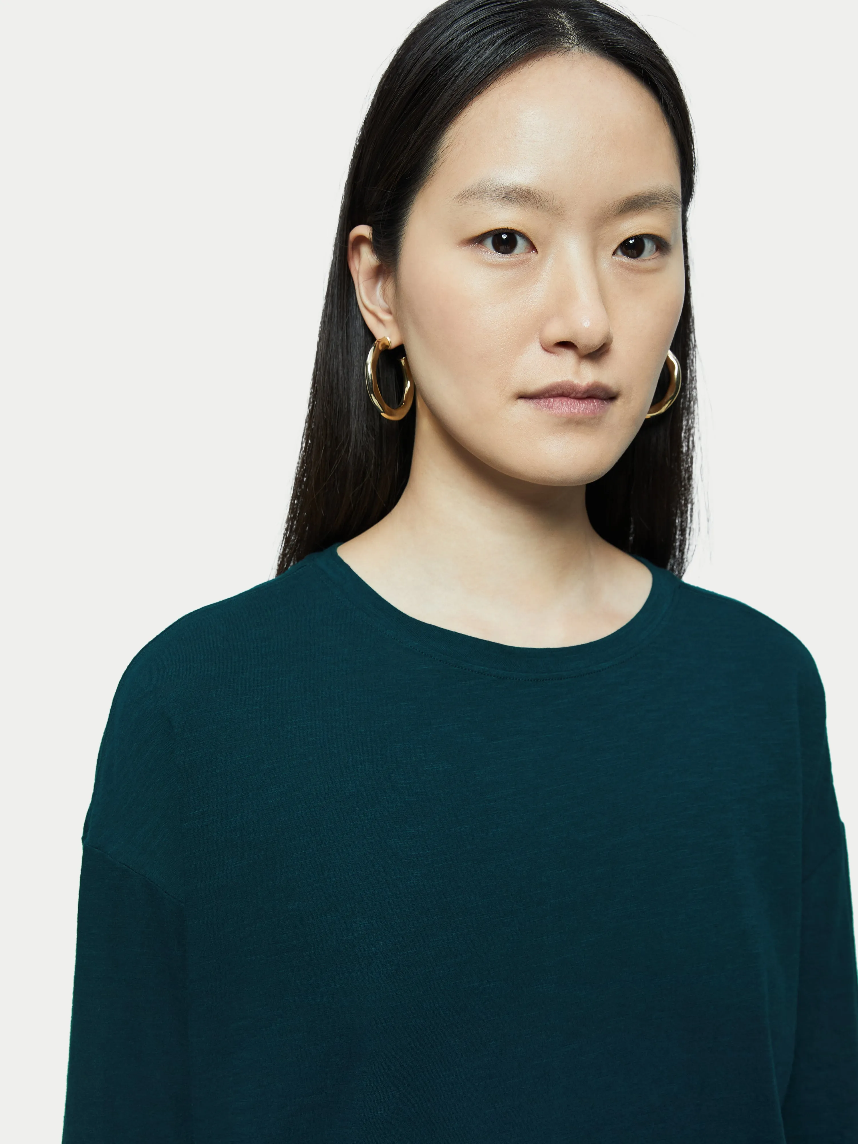 Cotton Slub Long Sleeve Tee | Green sold by Jigsaw product image thumbnail 2