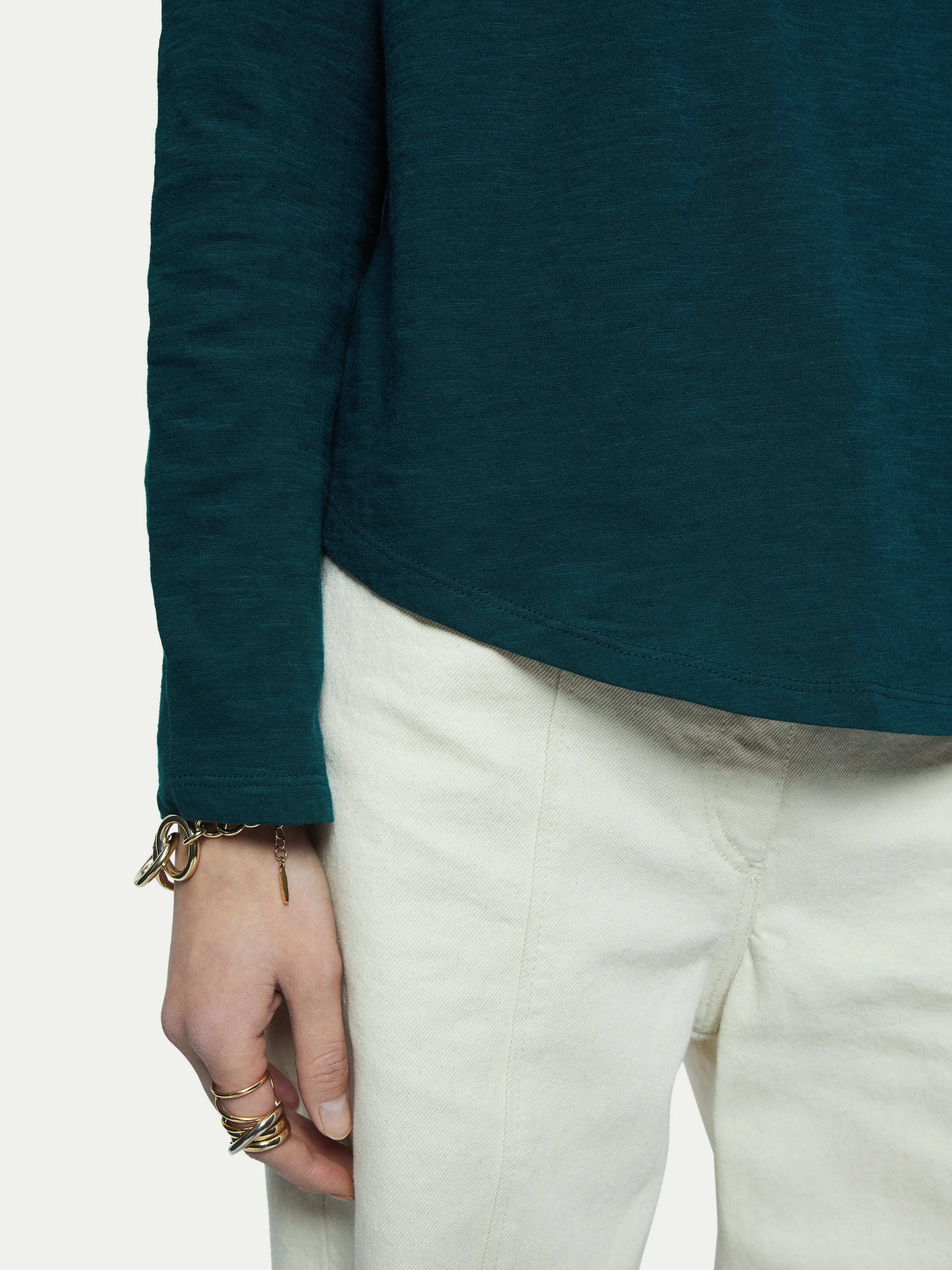 Cotton Slub Long Sleeve Tee | Green sold by Jigsaw product image thumbnail 4