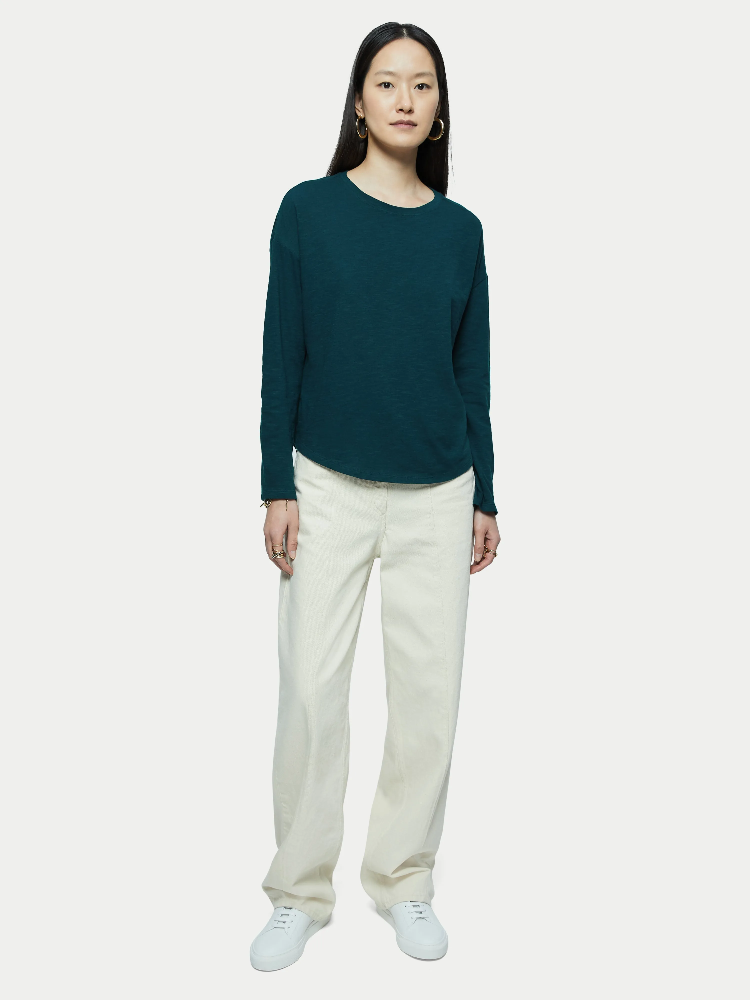 Cotton Slub Long Sleeve Tee | Green sold by Jigsaw product image thumbnail 3