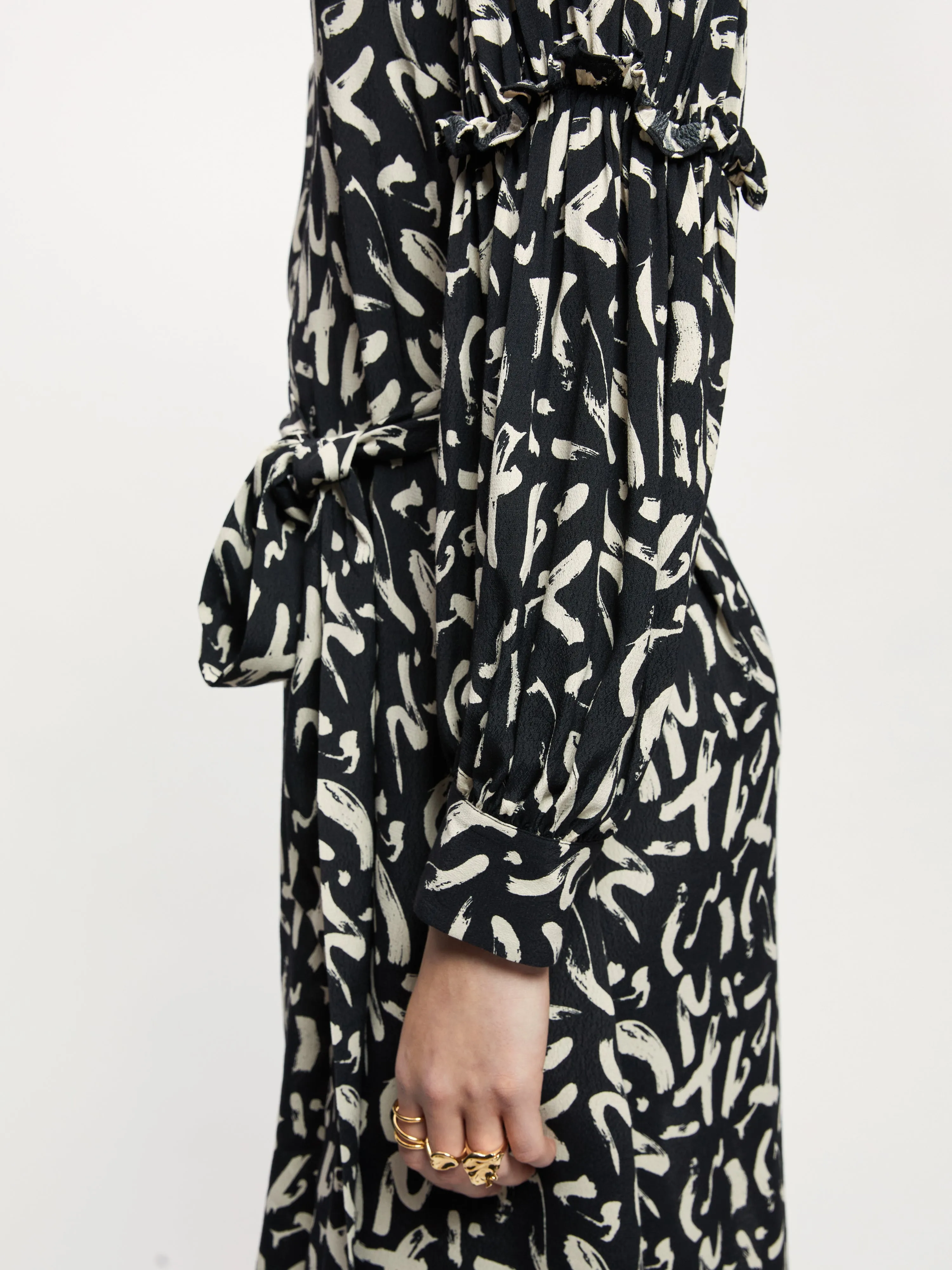 Dash Print Short Belted Dress | Black sold by Jigsaw product image thumbnail 3