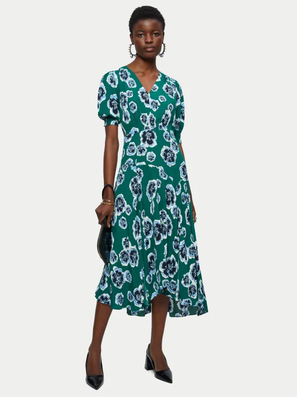 Collage Floral Tea Dress | Green sold by Jigsaw