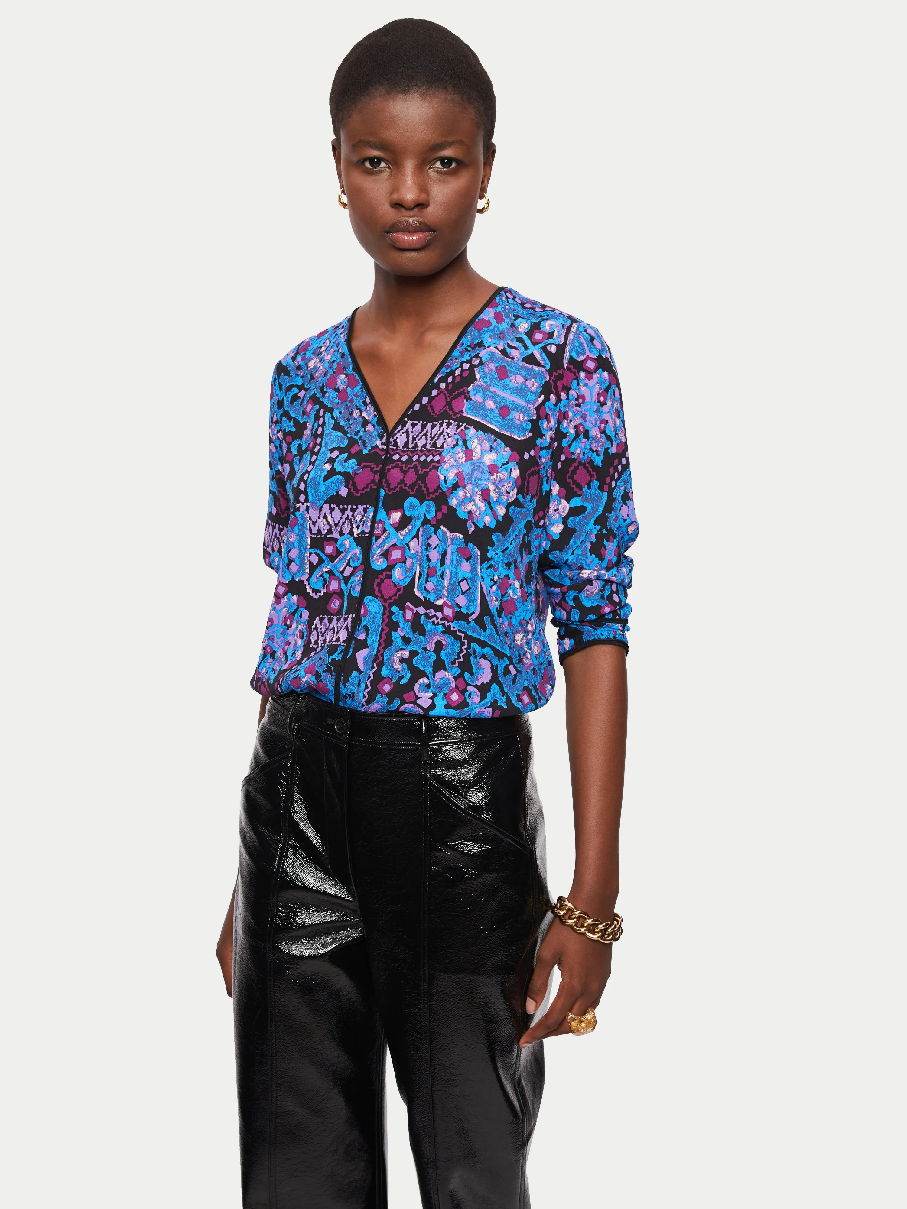 Baroque Arms Long Sleeve Top | Purple sold by Jigsaw