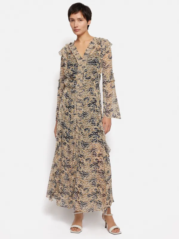 Coral Scape Crinkle Maxi Dress | Monochrome sold by Jigsaw