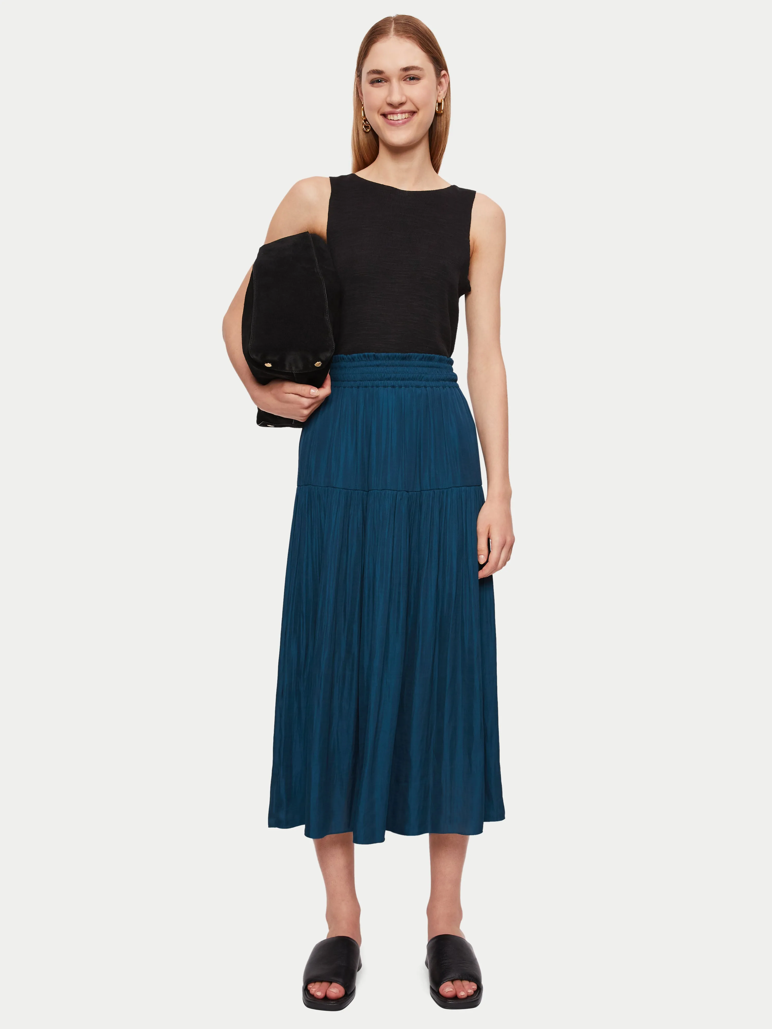 Recycled Satin Midi Skirt | Blue sold by Jigsaw product image thumbnail 4