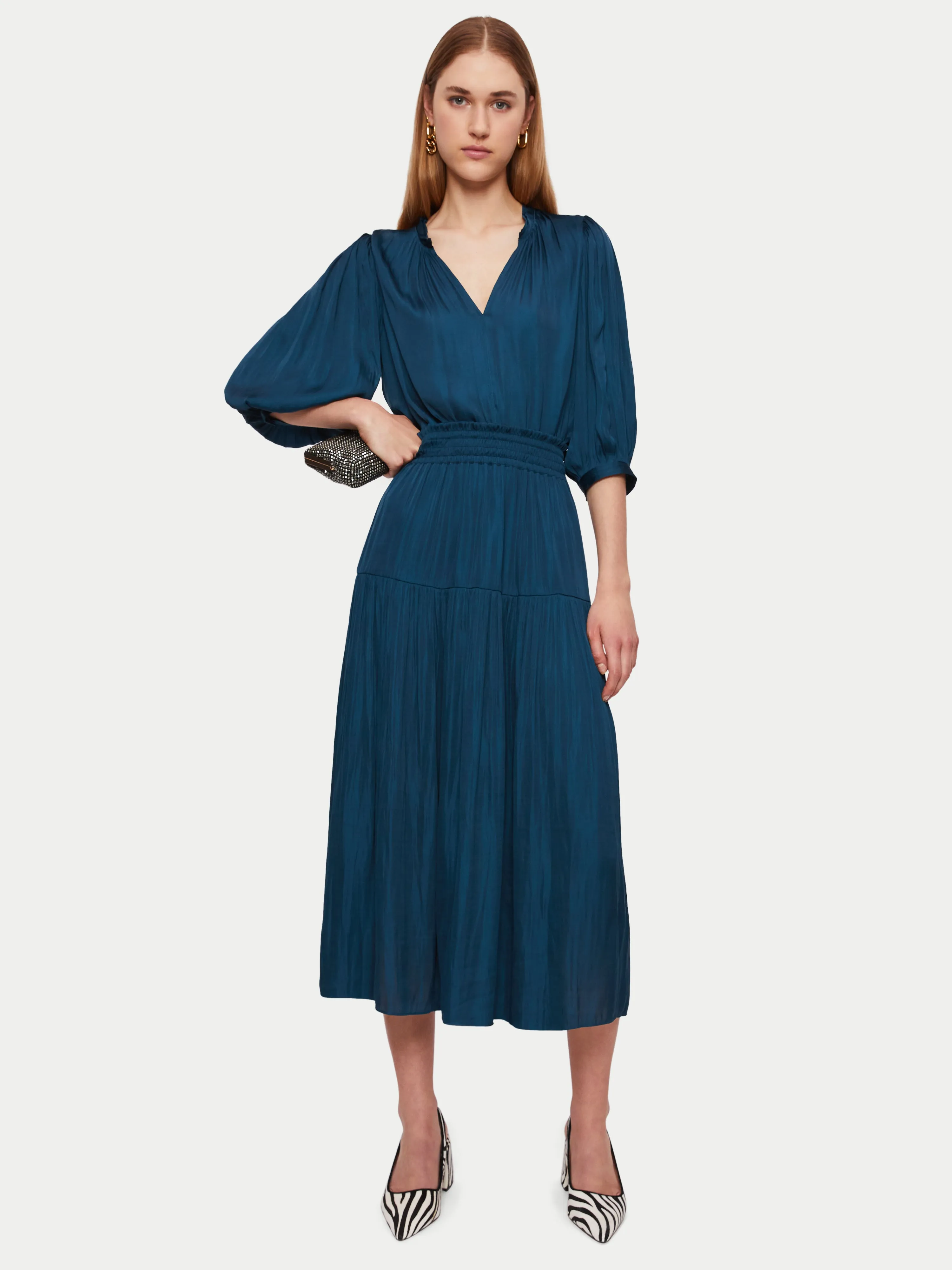 Recycled Satin Midi Skirt | Blue sold by Jigsaw product image thumbnail 2