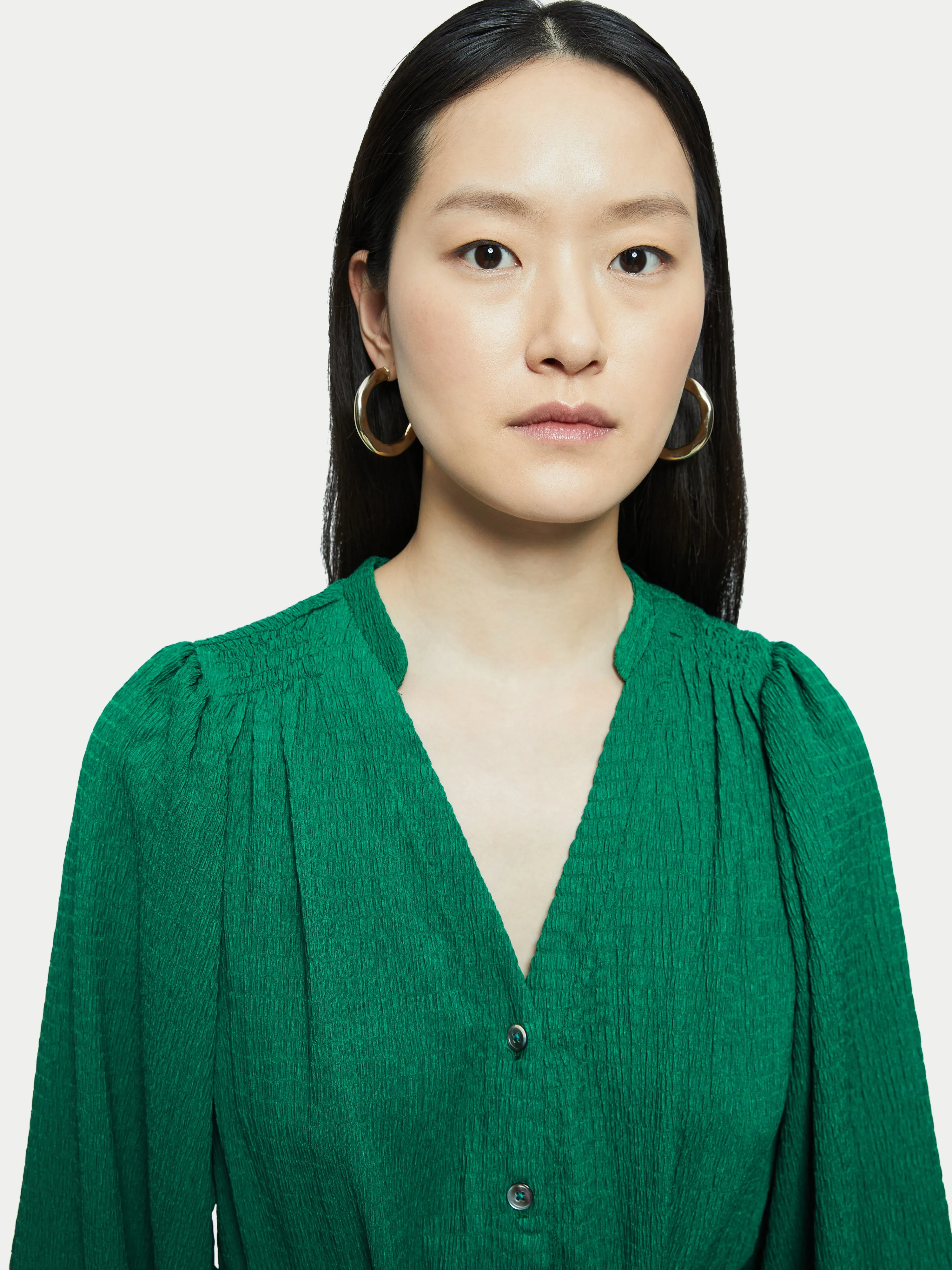 Shirred Jersey Shirt Dress | Green sold by Jigsaw product image thumbnail 2