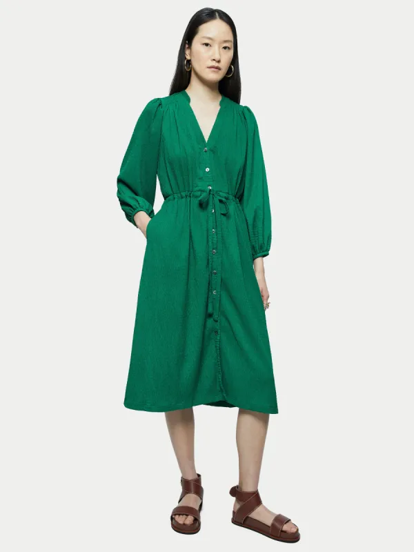Shirred Jersey Shirt Dress | Green sold by Jigsaw