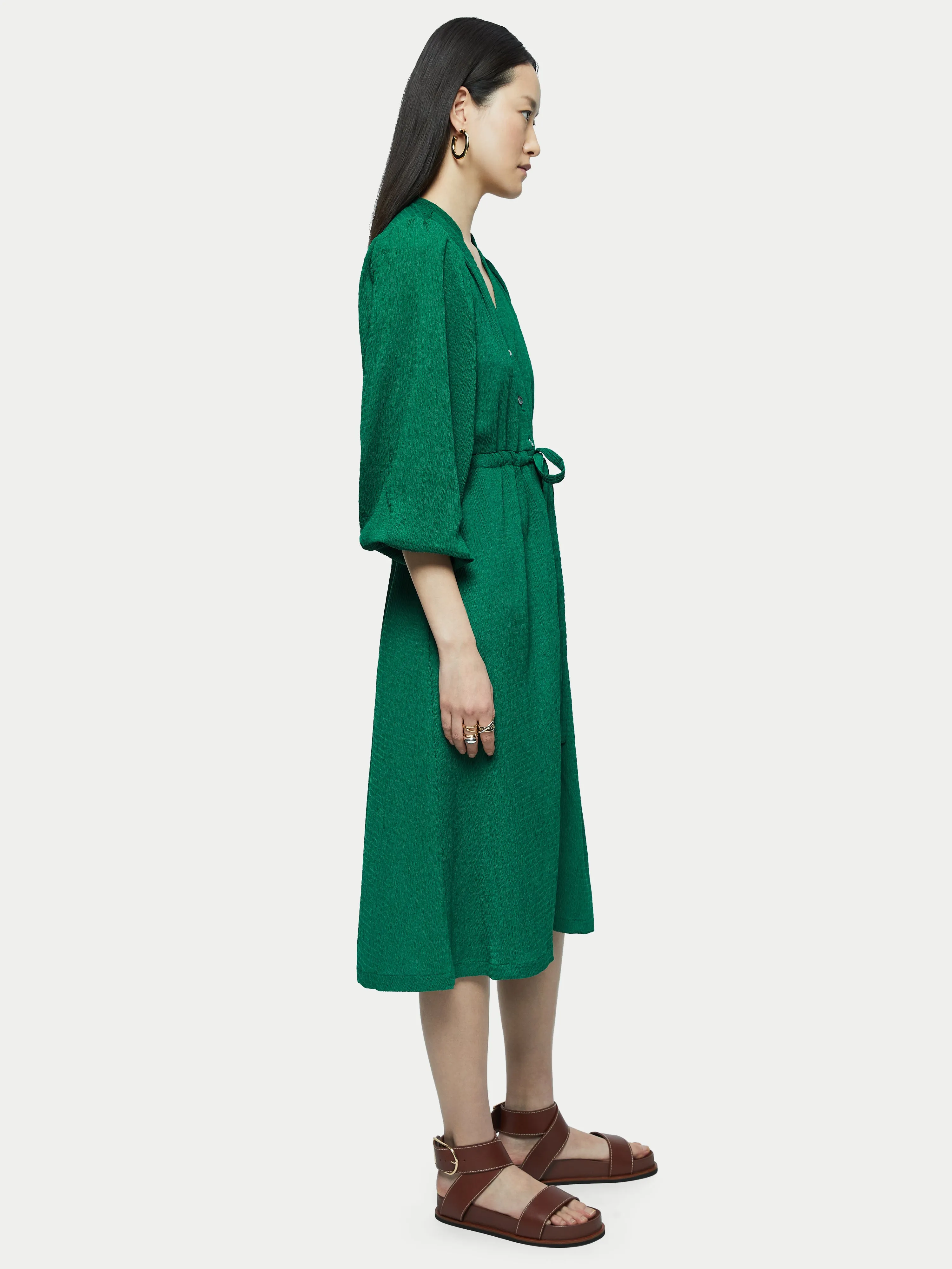 Shirred Jersey Shirt Dress | Green sold by Jigsaw product image thumbnail 3
