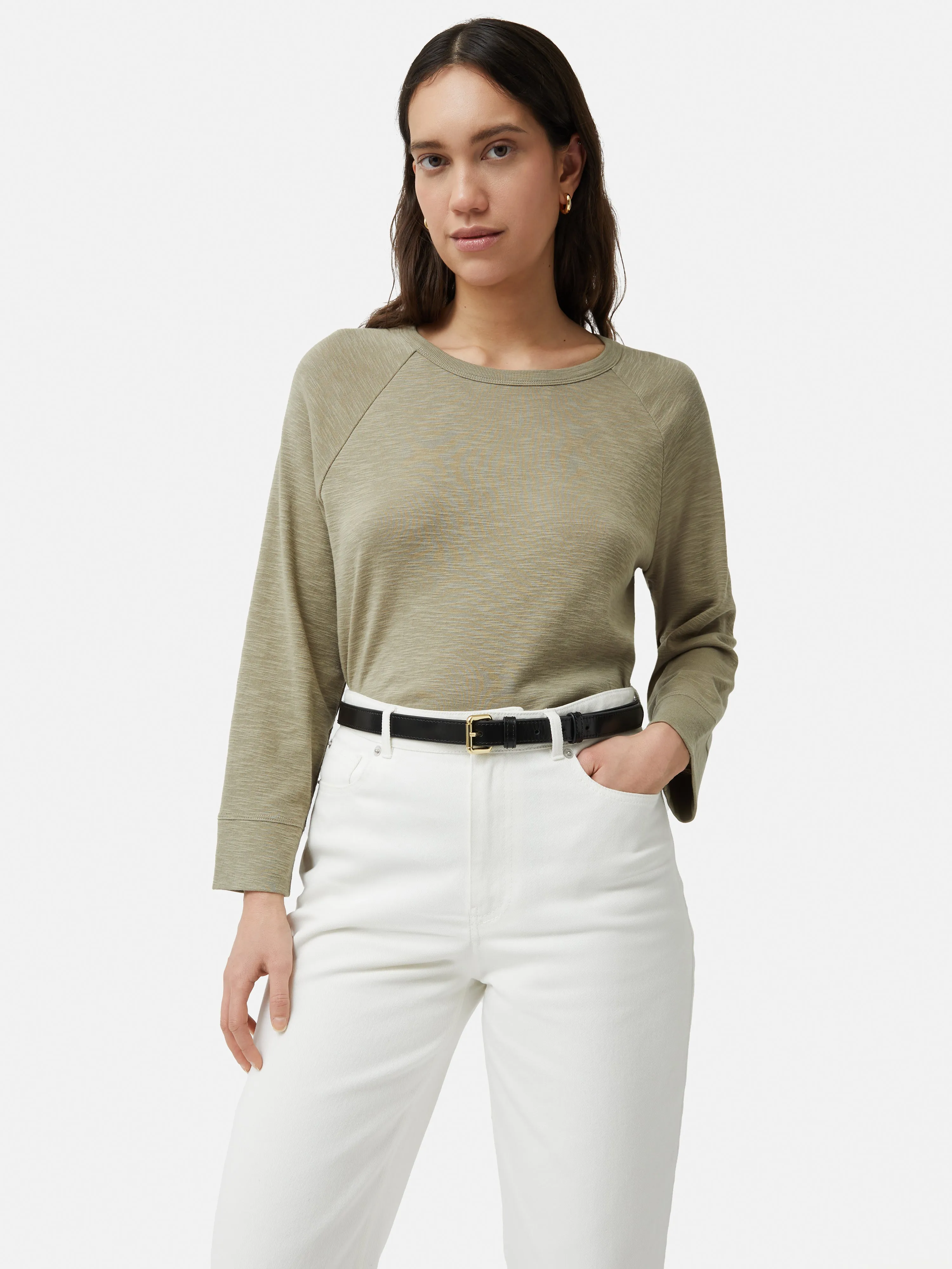 Cotton Luxe Raglan Tee | Khaki sold by Jigsaw