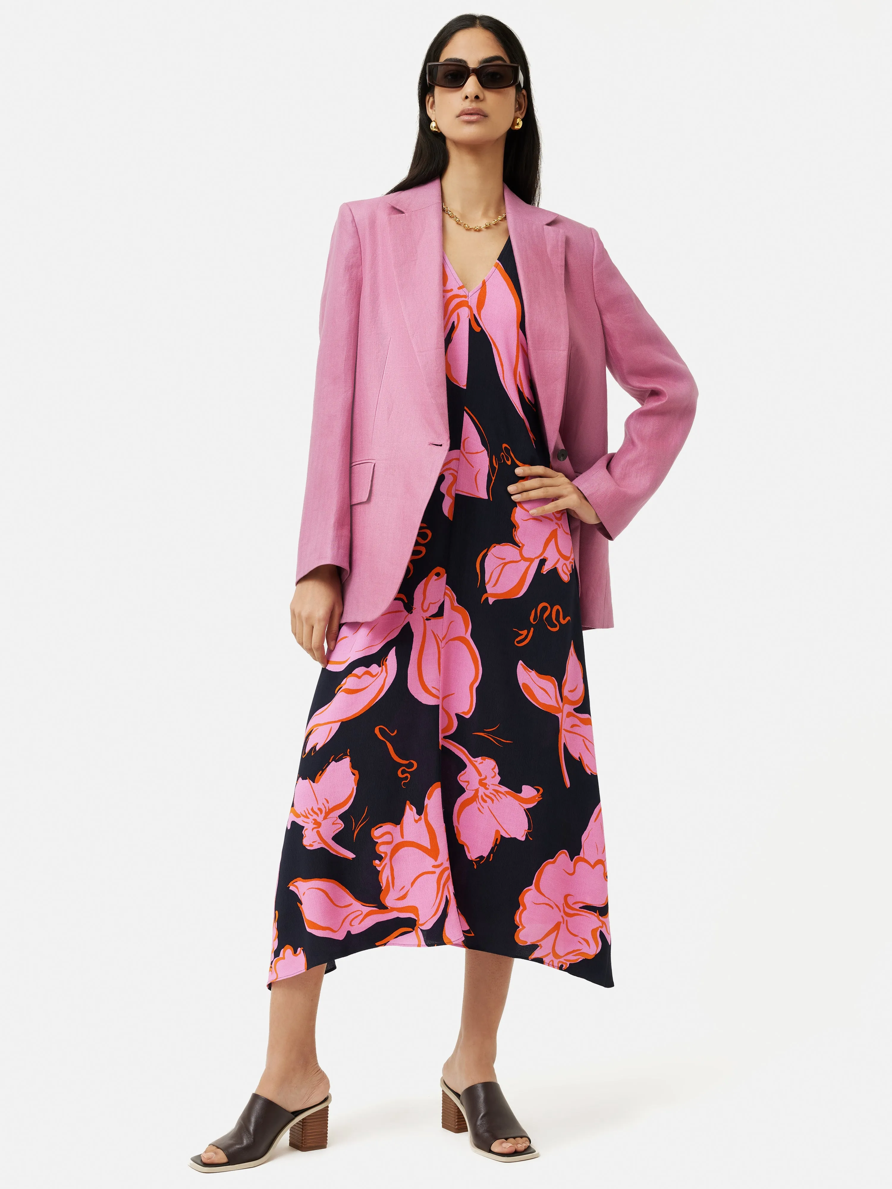 Leaf Outline Shift Dress | Navy sold by Jigsaw product image thumbnail 4
