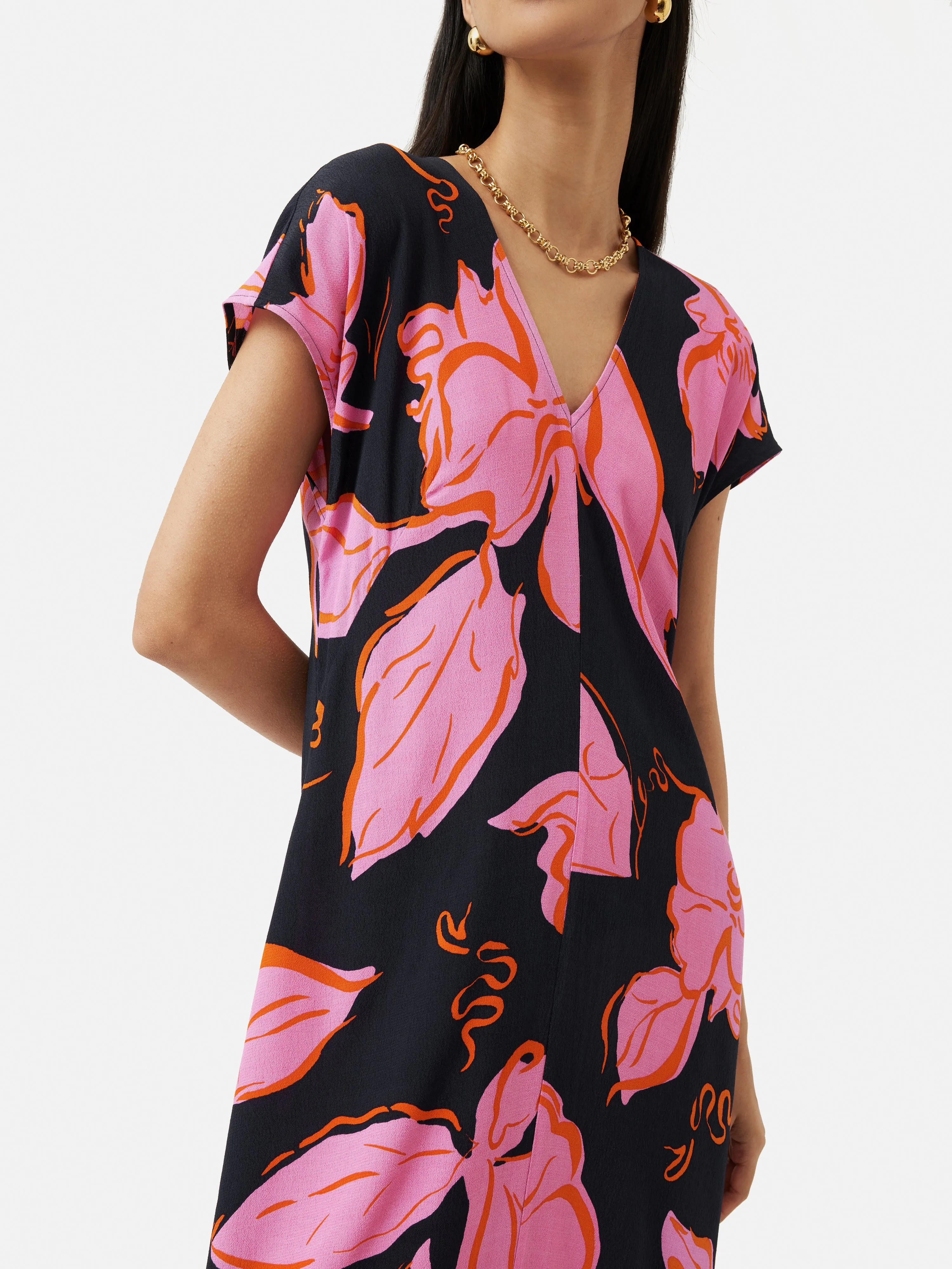 Leaf Outline Shift Dress | Navy sold by Jigsaw product image thumbnail 3