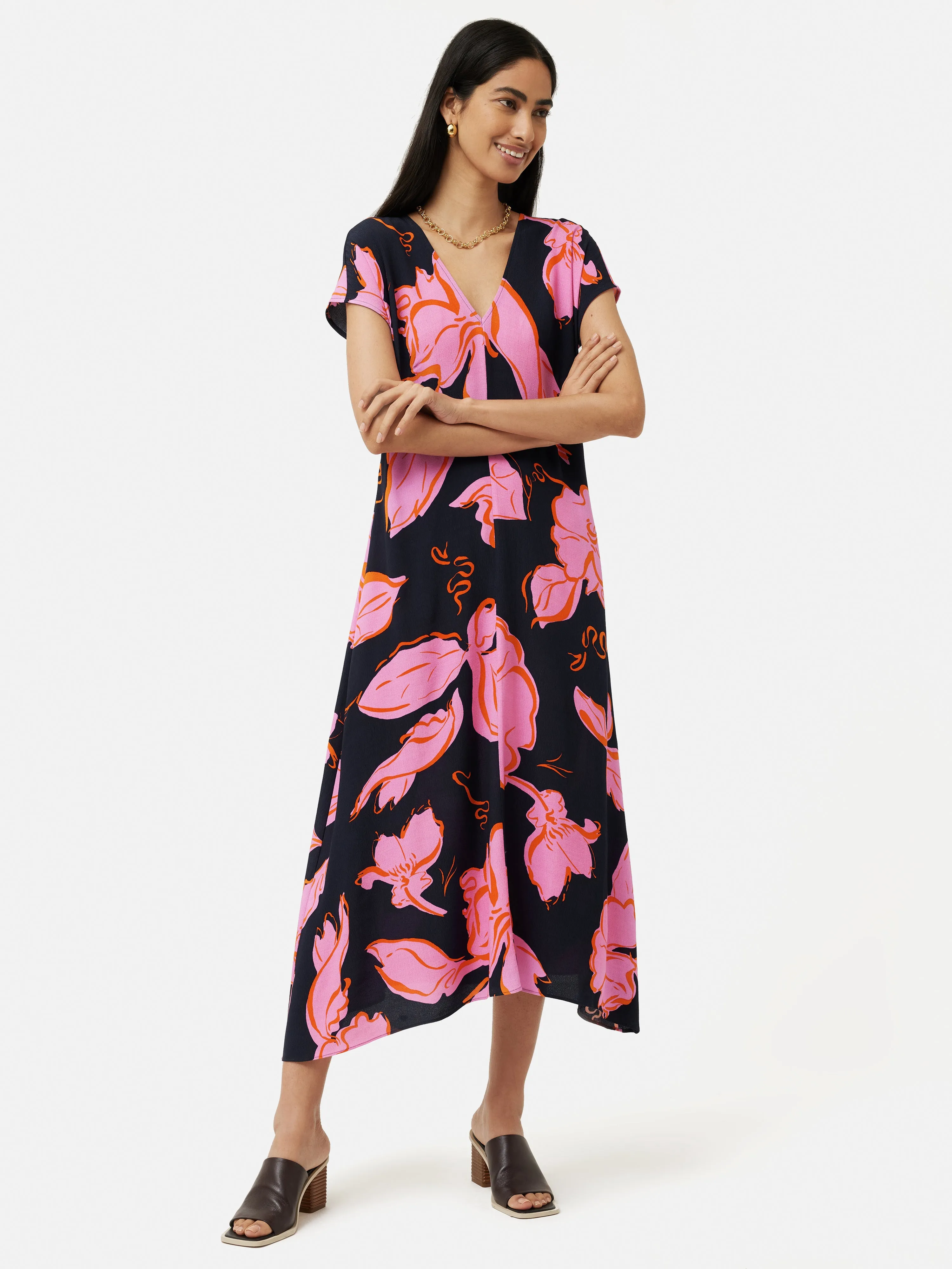 Leaf Outline Shift Dress | Navy sold by Jigsaw product image thumbnail 2