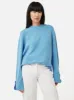 Button Detail Oversized Jumper | Blue sold by Jigsaw