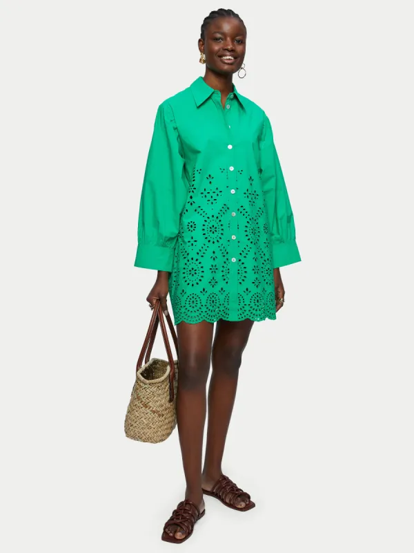 Broderie Beach Shirt | Green sold by Jigsaw