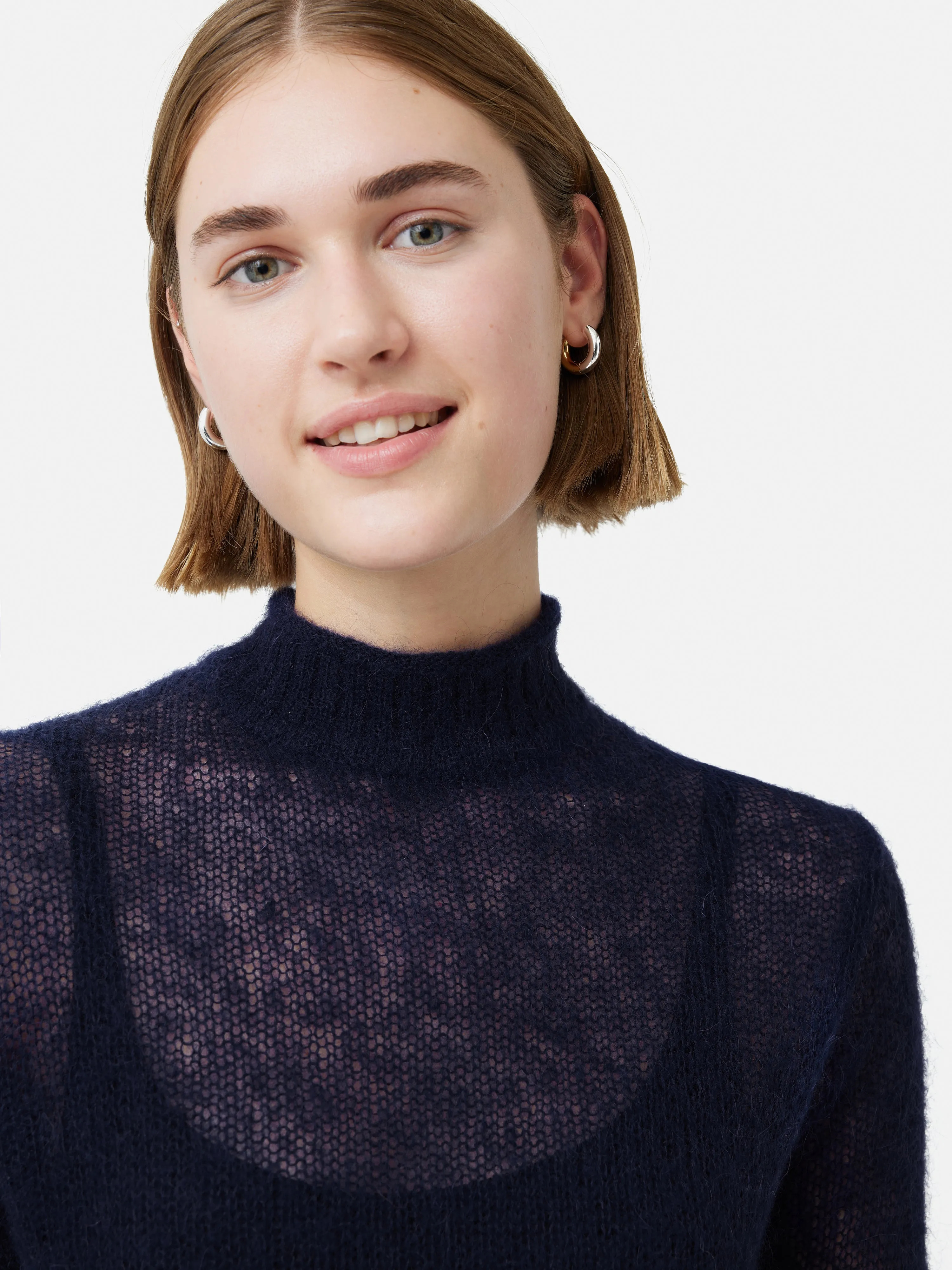 Mohair Blend Gauzy Knit Jumper | Blue sold by Jigsaw product image thumbnail 3