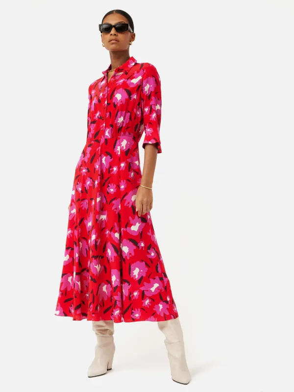 Wildcat Shirt Dress | Red made by Jigsaw