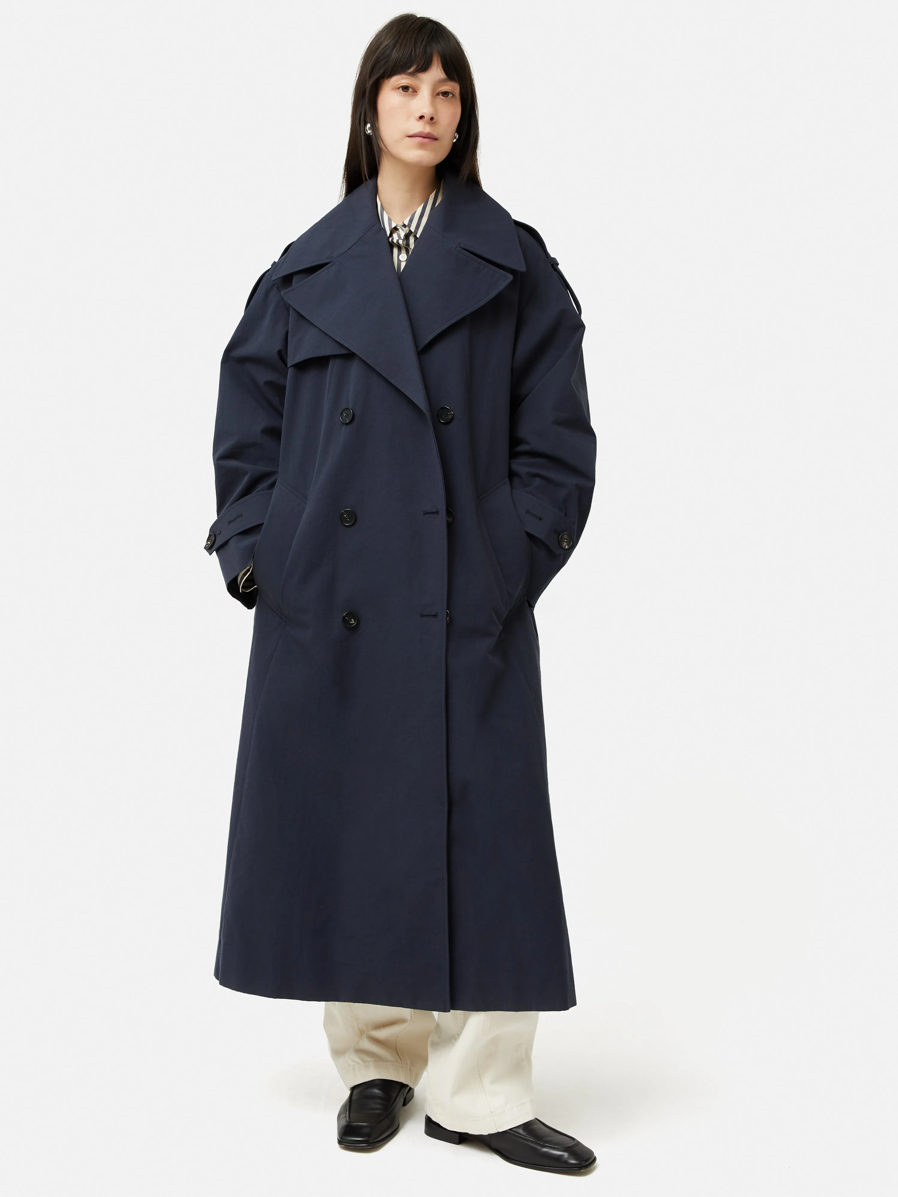 Nelson Cotton Trench Coat | Blue sold by Jigsaw product image thumbnail 3