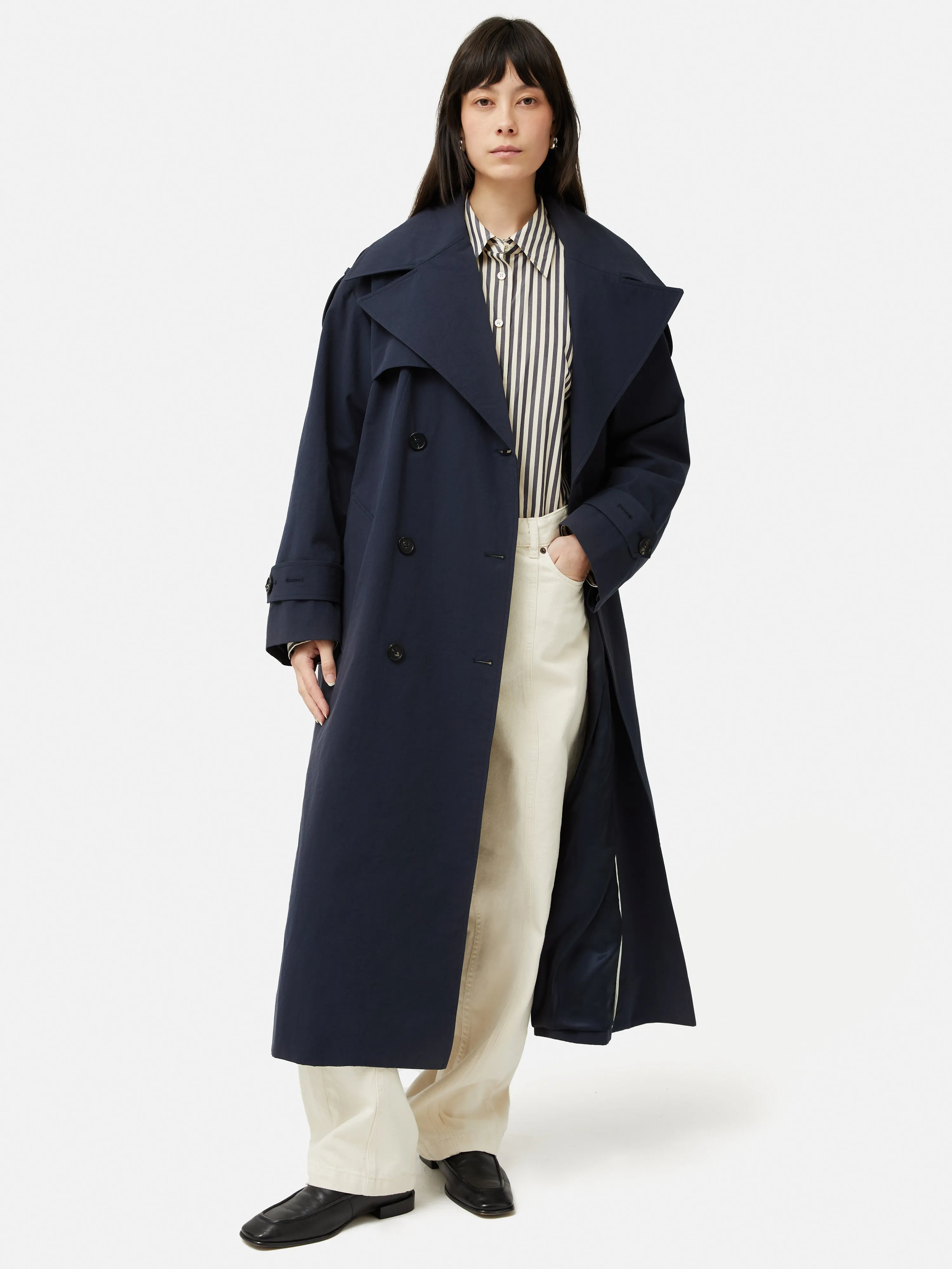 Nelson Cotton Trench Coat | Blue sold by Jigsaw