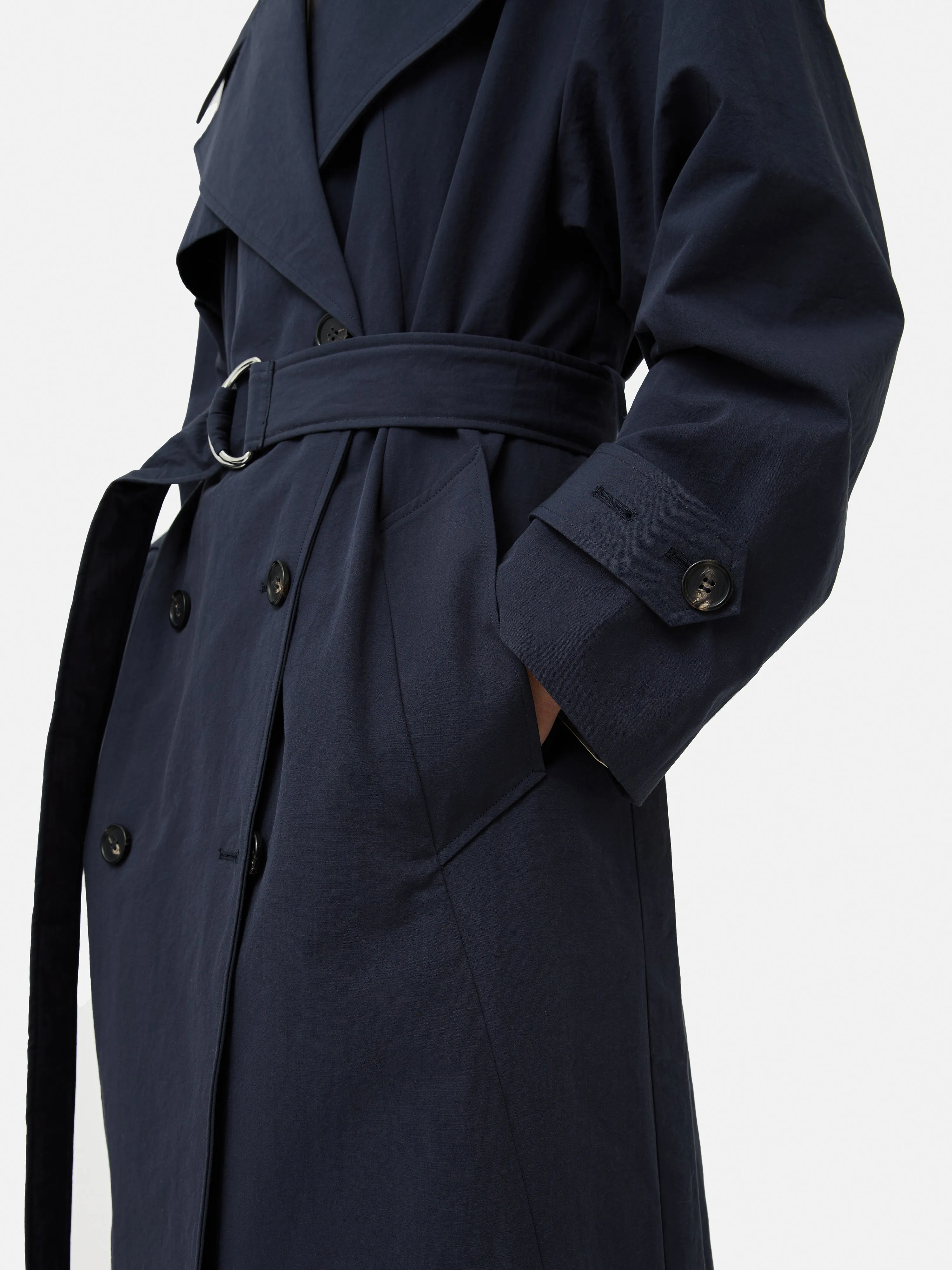 Nelson Cotton Trench Coat | Blue sold by Jigsaw product image thumbnail 4