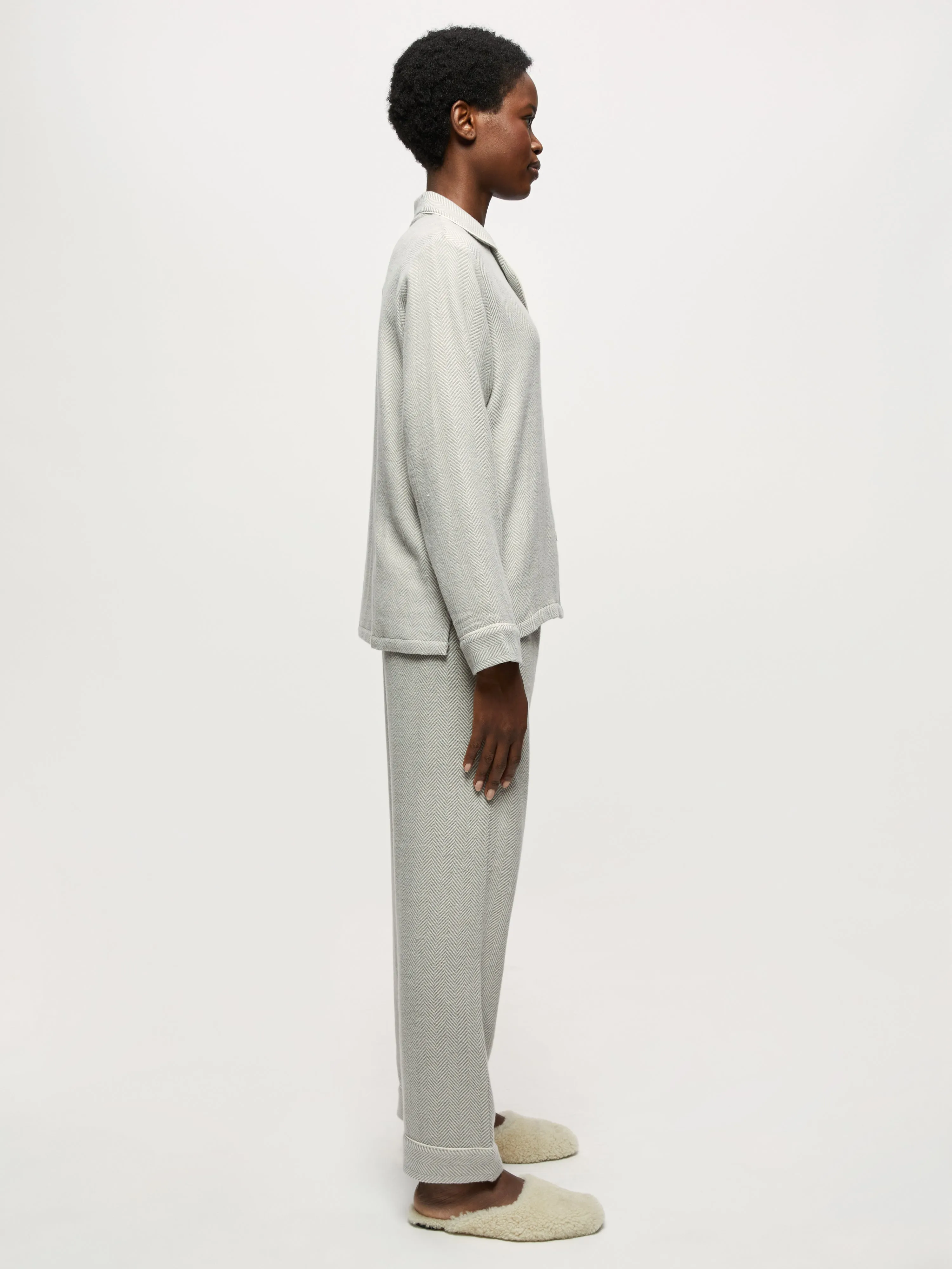 Herringbone Flannel Pyjamas | Grey sold by Jigsaw product image thumbnail 4