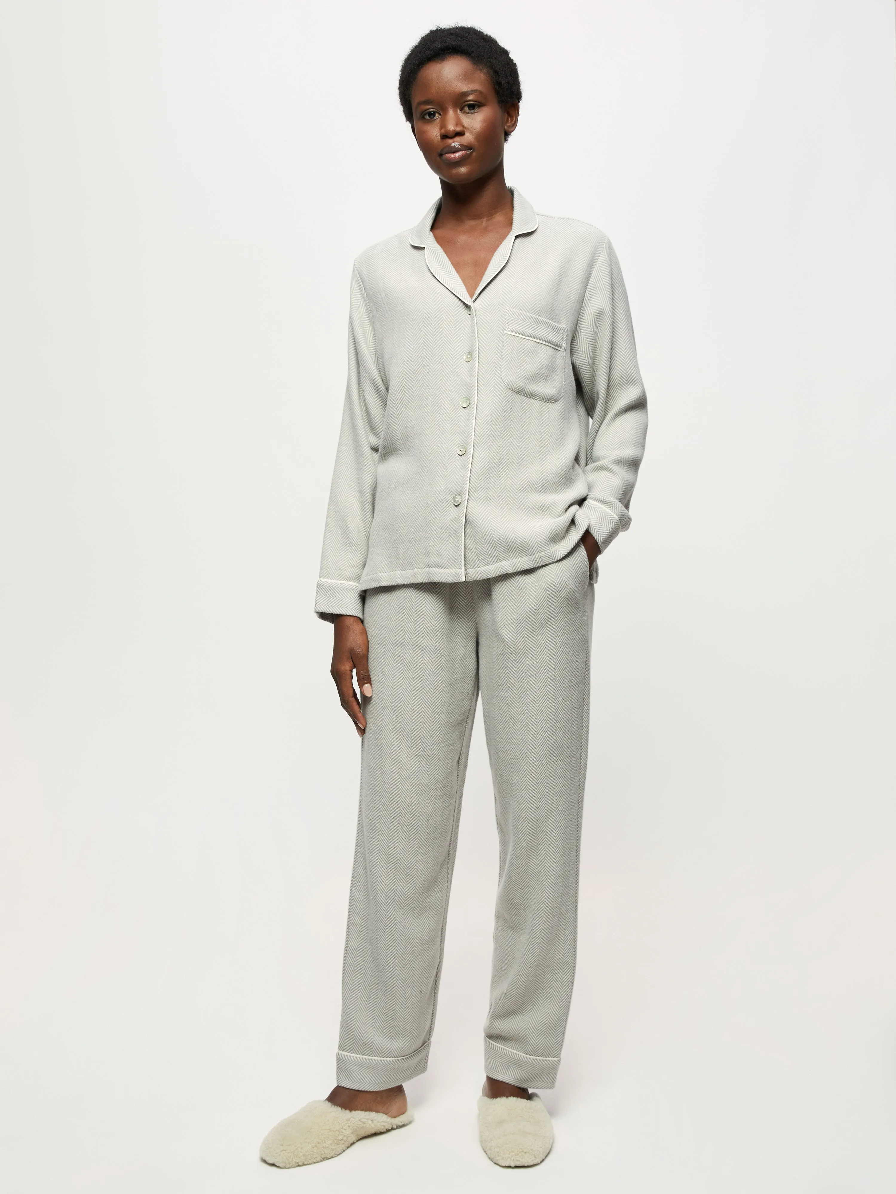 Herringbone Flannel Pyjamas | Grey sold by Jigsaw