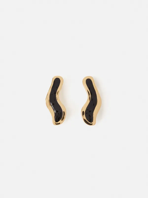 Organic Enamel Inlay Earrings | Black sold by Jigsaw
