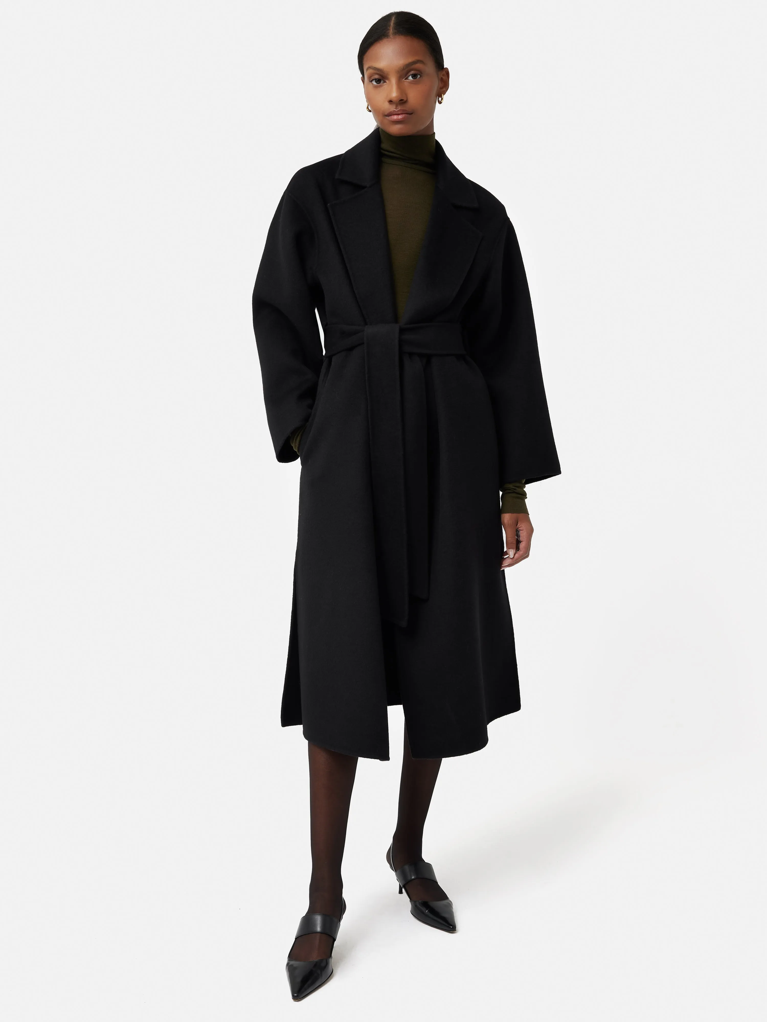 Long Double Faced Wrap Coat | Black sold by Jigsaw product image thumbnail 4