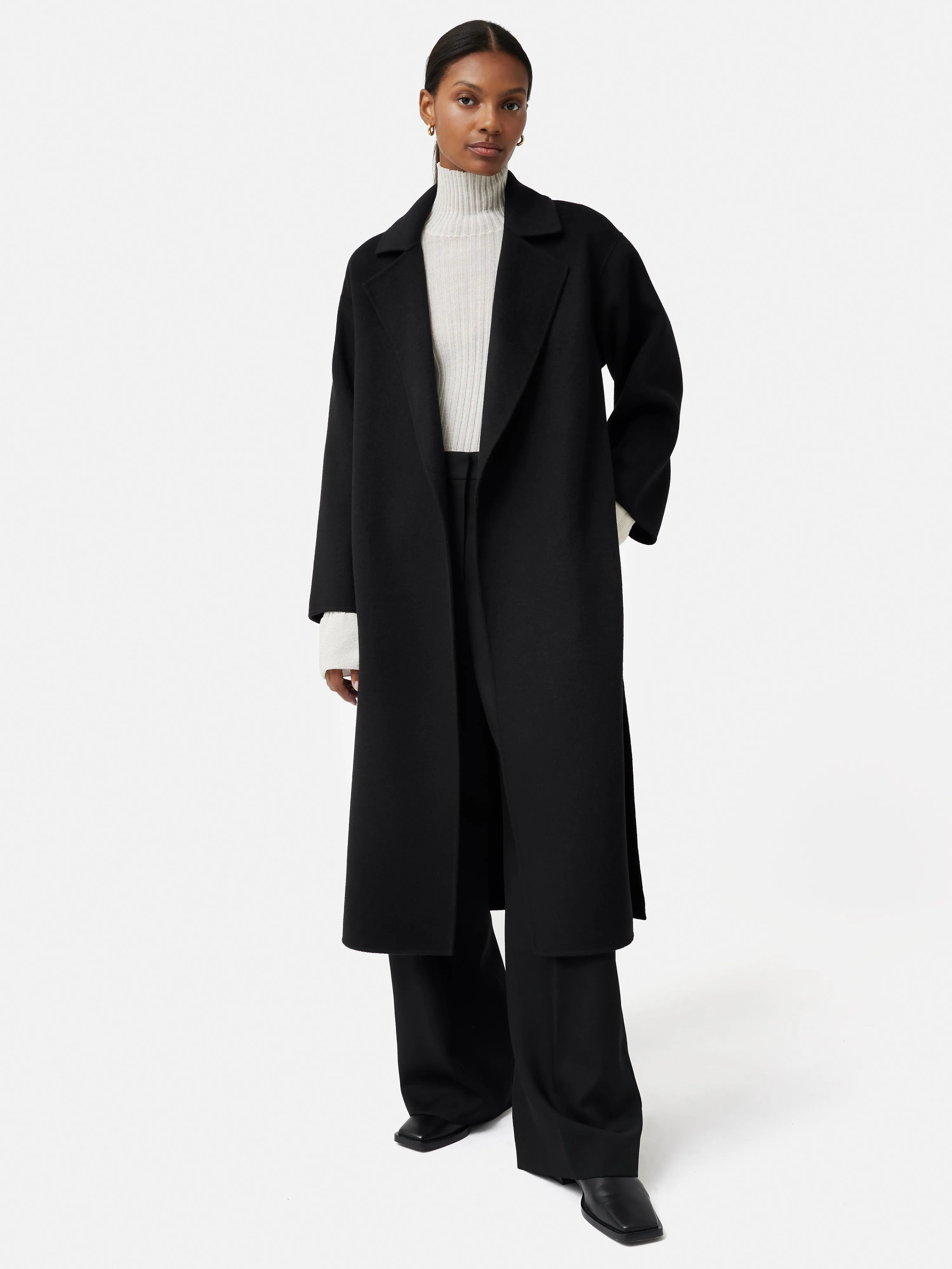 Long Double Faced Wrap Coat | Black sold by Jigsaw product image thumbnail 3
