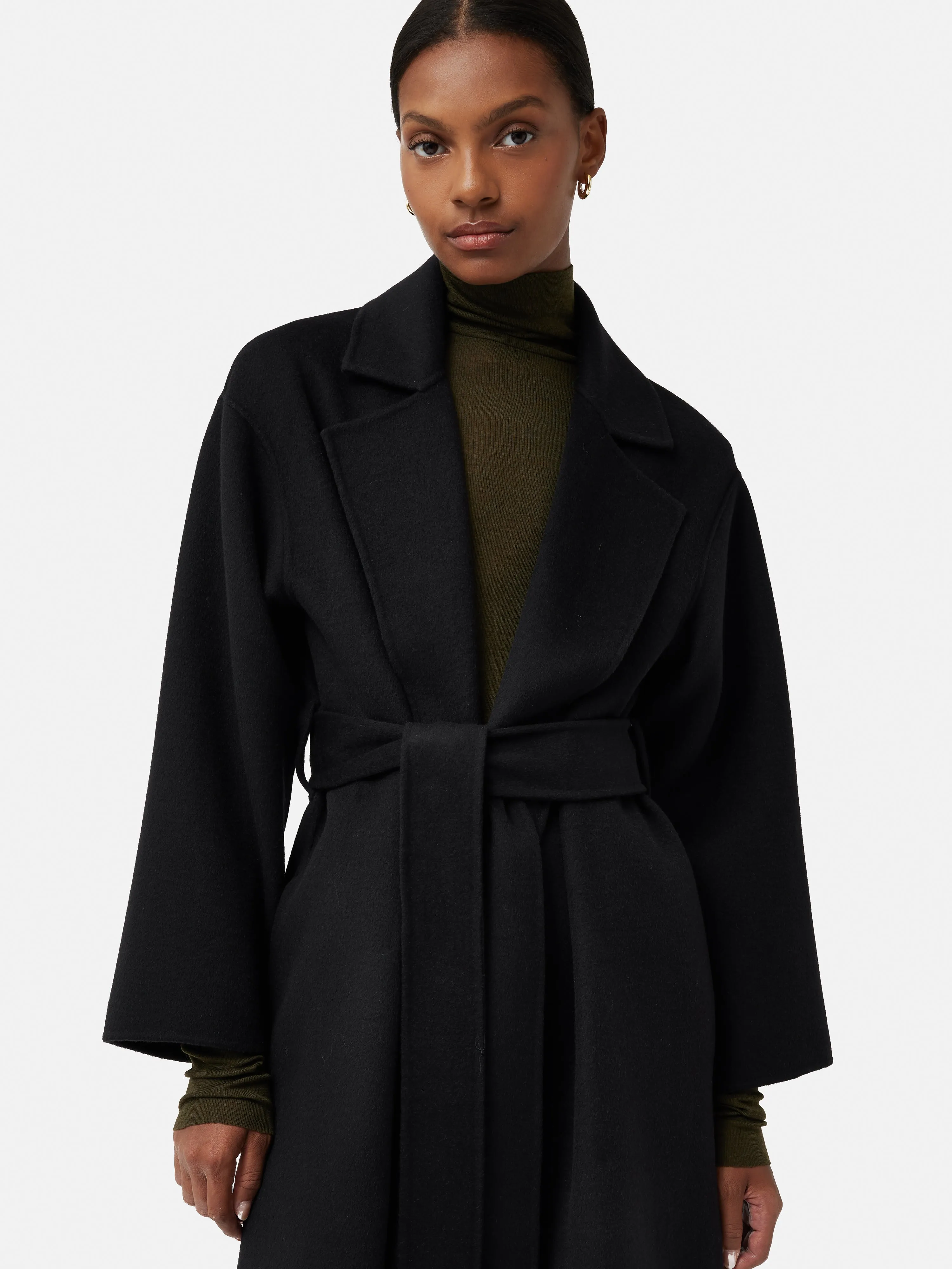 Long Double Faced Wrap Coat | Black sold by Jigsaw product image thumbnail 2