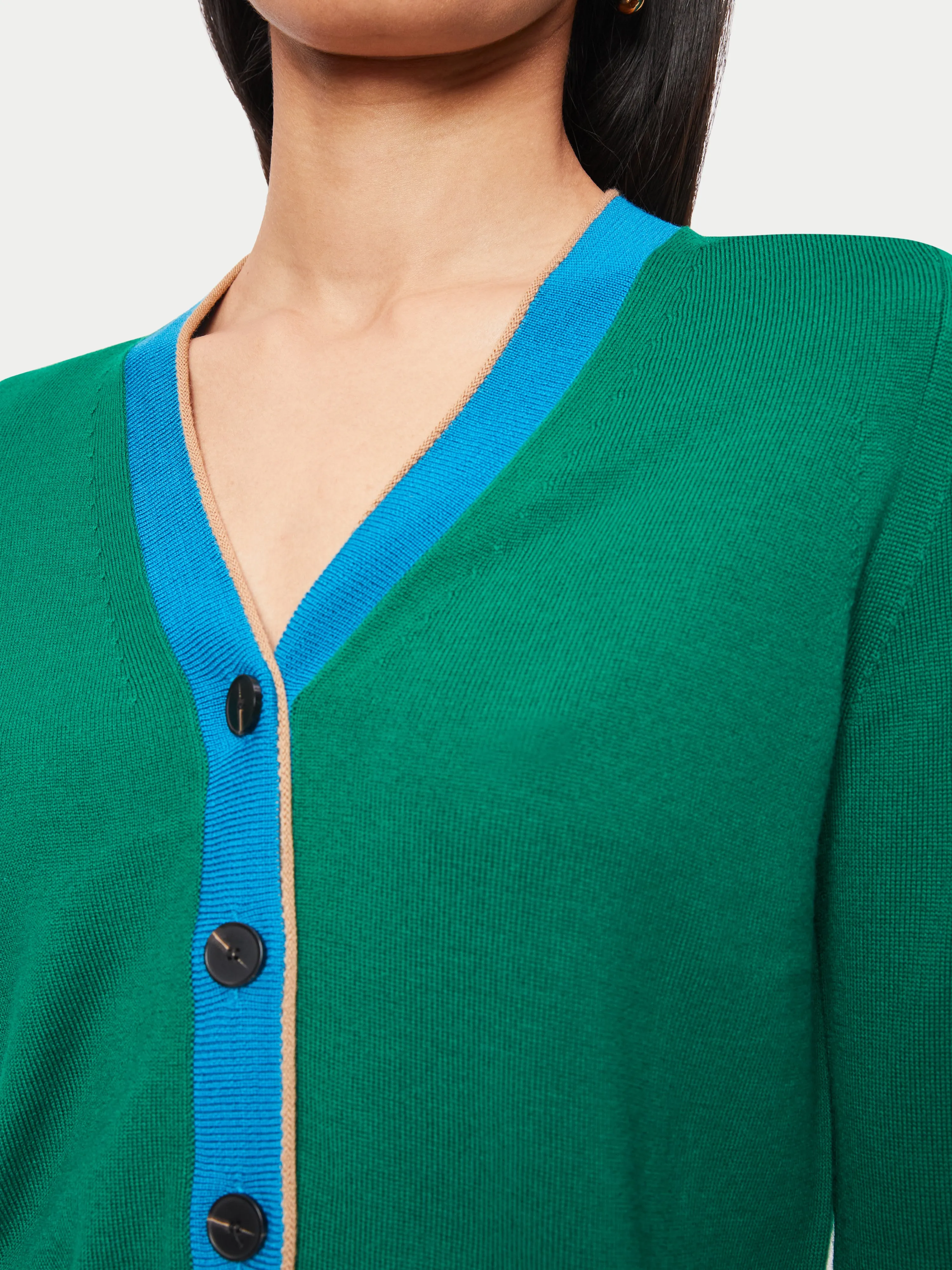 Merino V Neck Cardigan | Green sold by Jigsaw product image thumbnail 3