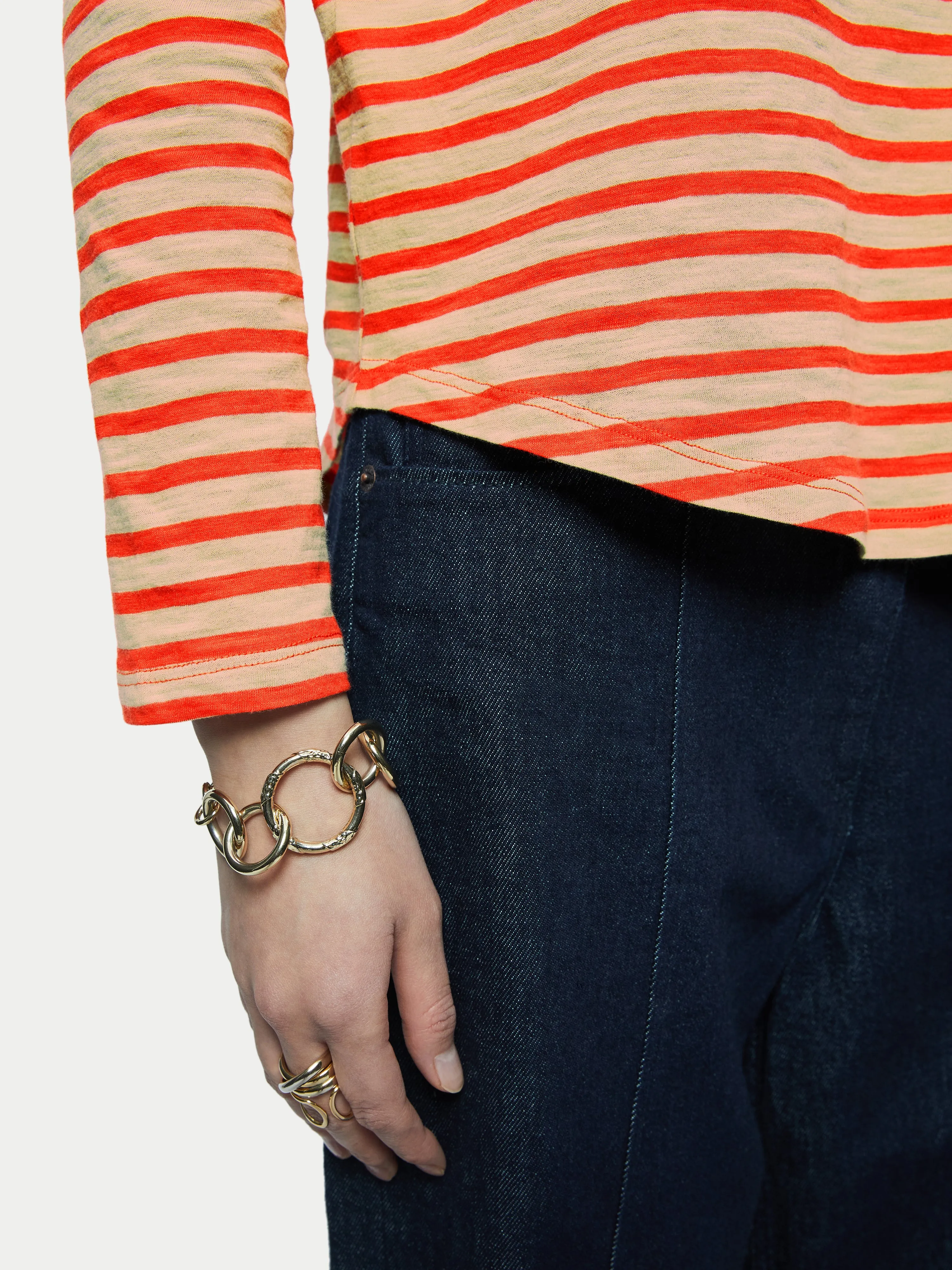 Cotton Slub Striped Long Sleeve Tee | Red sold by Jigsaw product image thumbnail 2