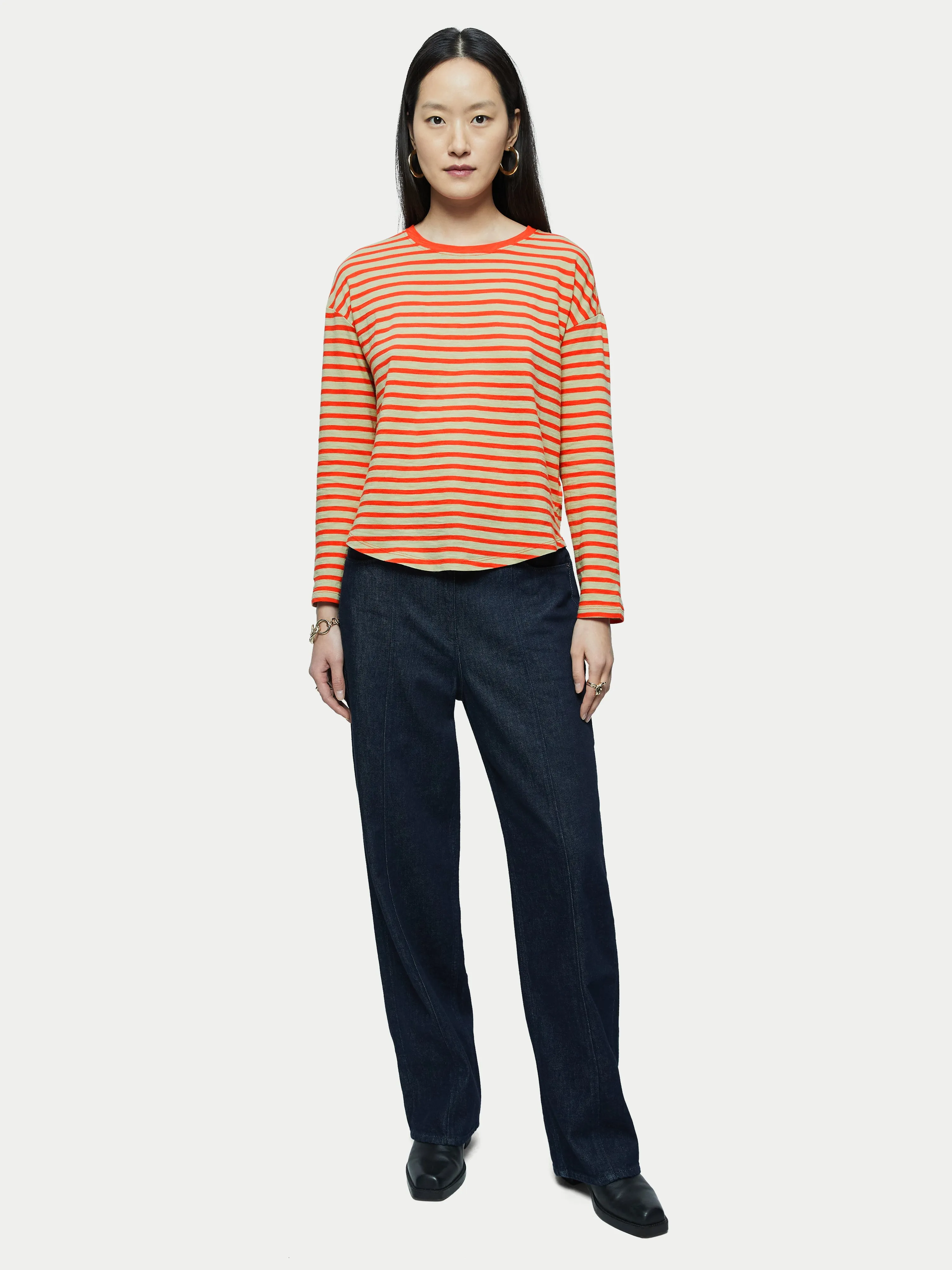 Cotton Slub Striped Long Sleeve Tee | Red sold by Jigsaw product image thumbnail 3