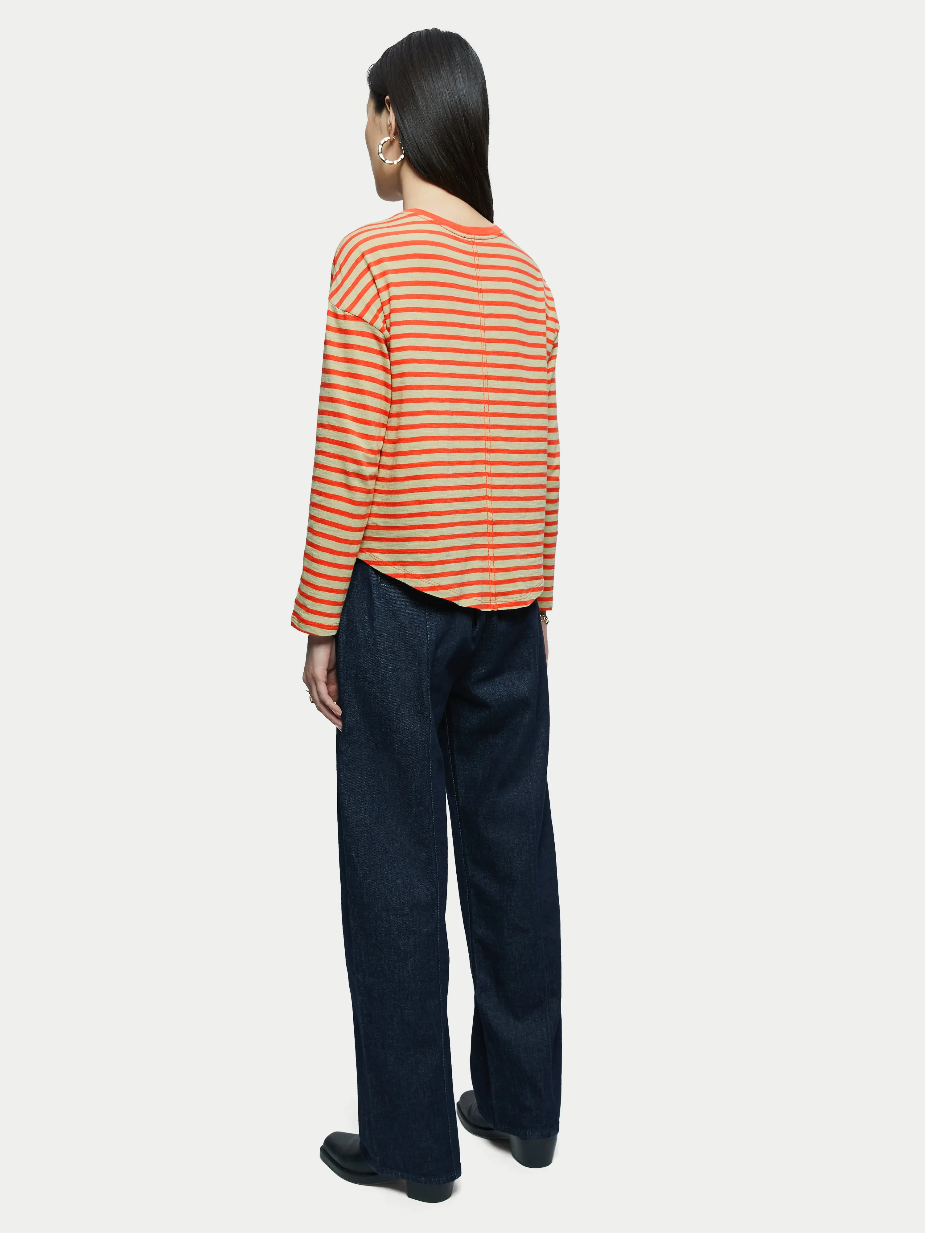 Cotton Slub Striped Long Sleeve Tee | Red sold by Jigsaw product image thumbnail 4