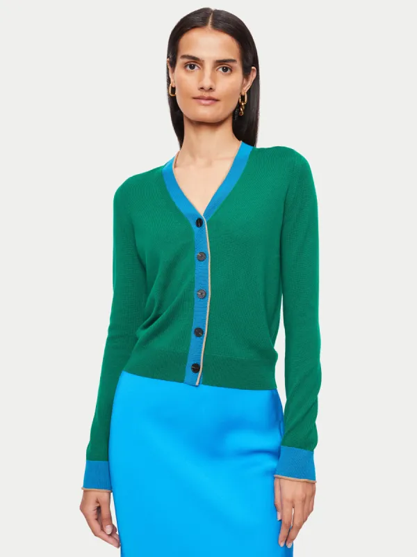 Merino V Neck Cardigan | Green sold by Jigsaw