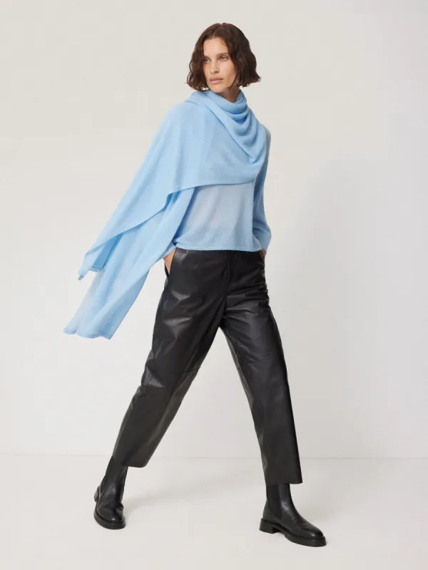 Soft Gauzy Knit Scarf | Blue sold by Jigsaw