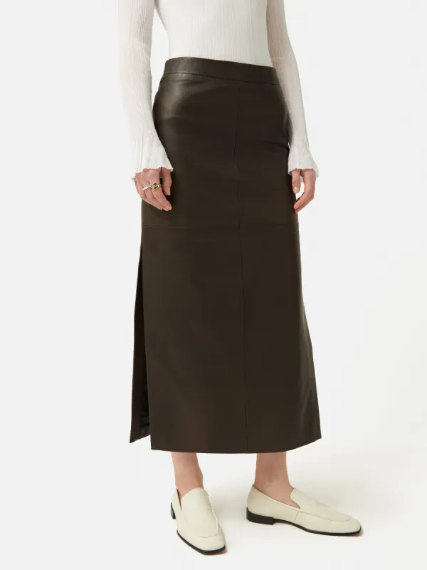 Leather Maxi Skirt | Chocolate sold by Jigsaw