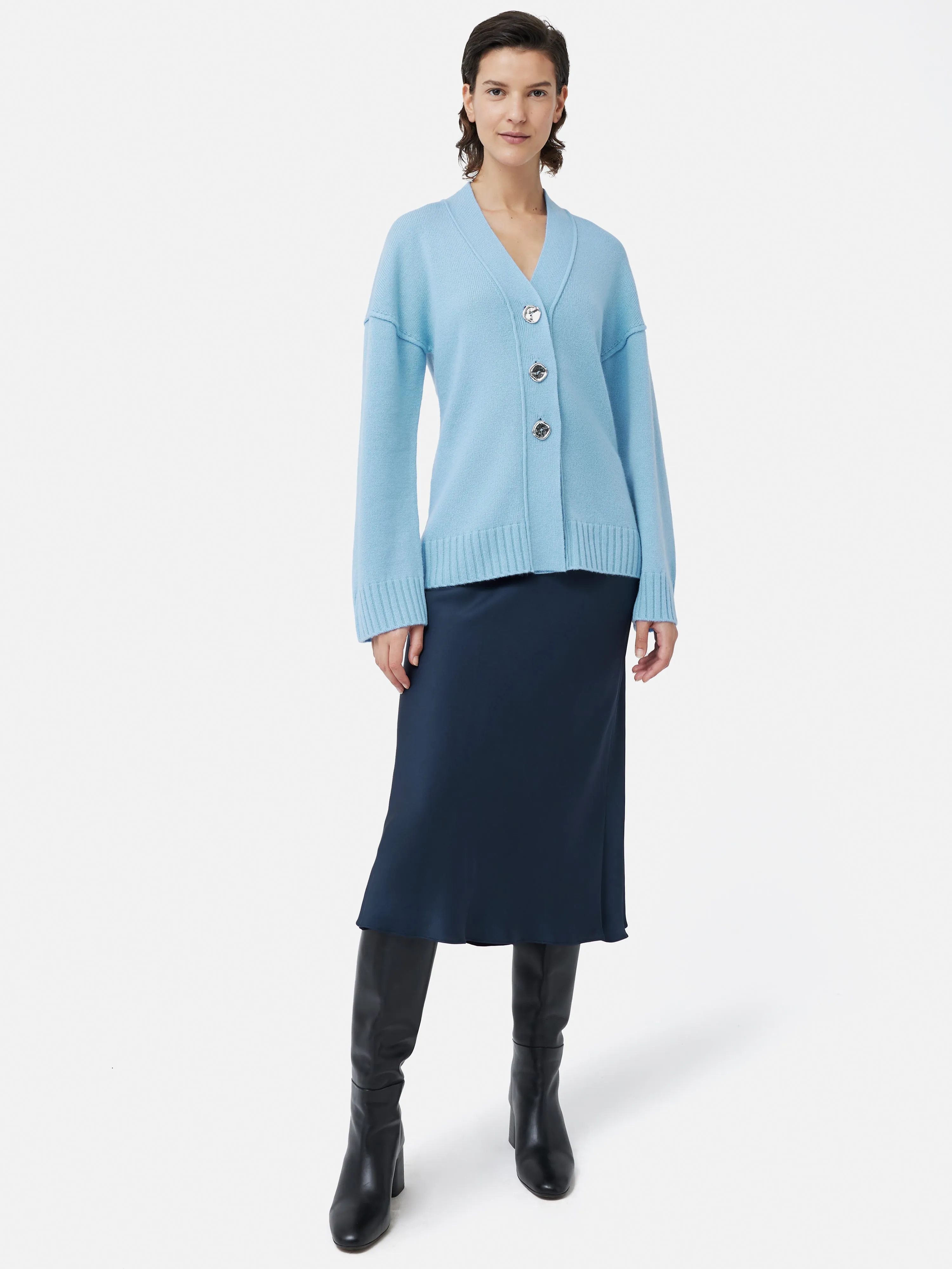 Metallic Button Cardigan | Blue sold by Jigsaw product image thumbnail 3