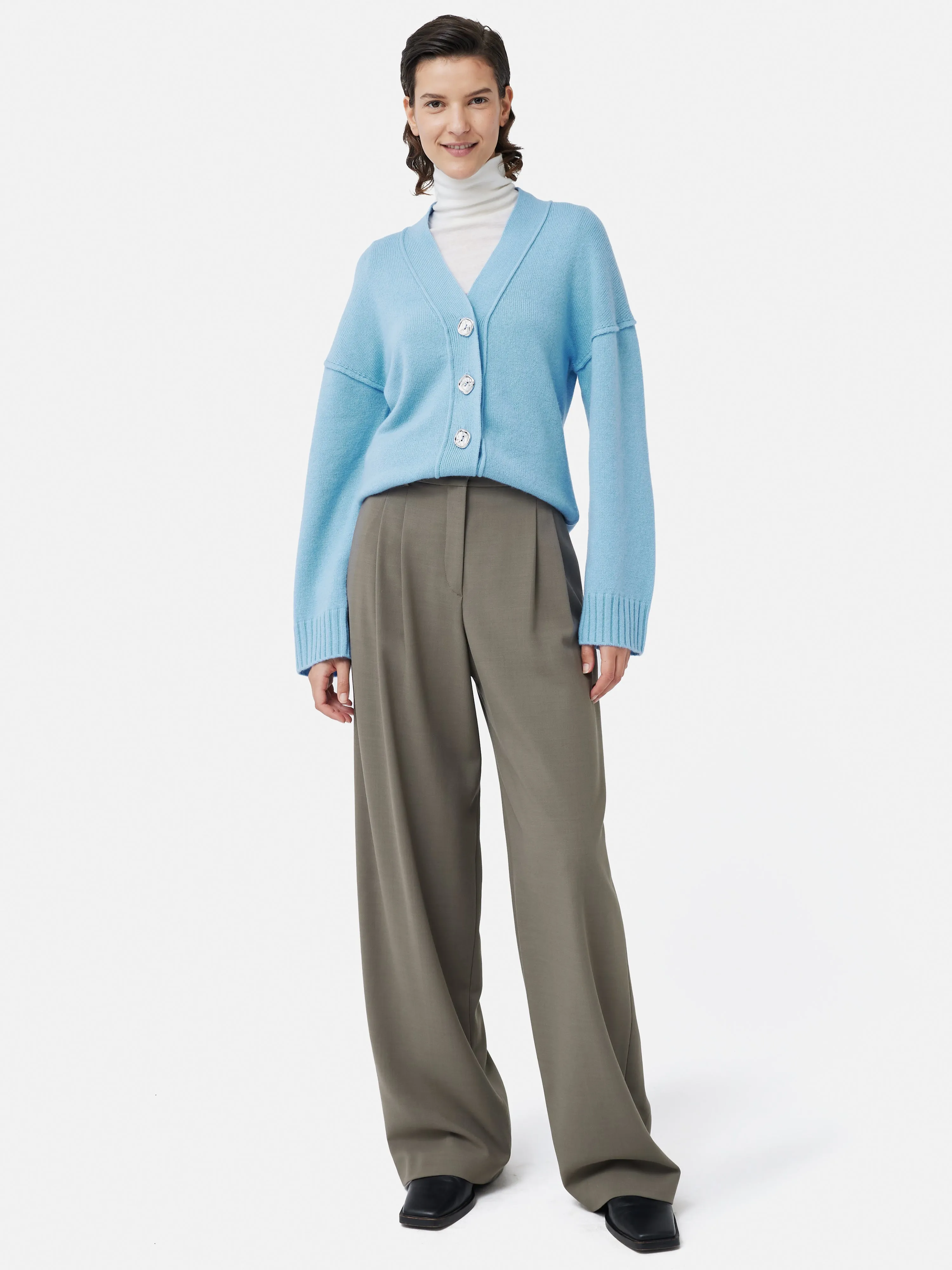 Metallic Button Cardigan | Blue sold by Jigsaw product image thumbnail 4