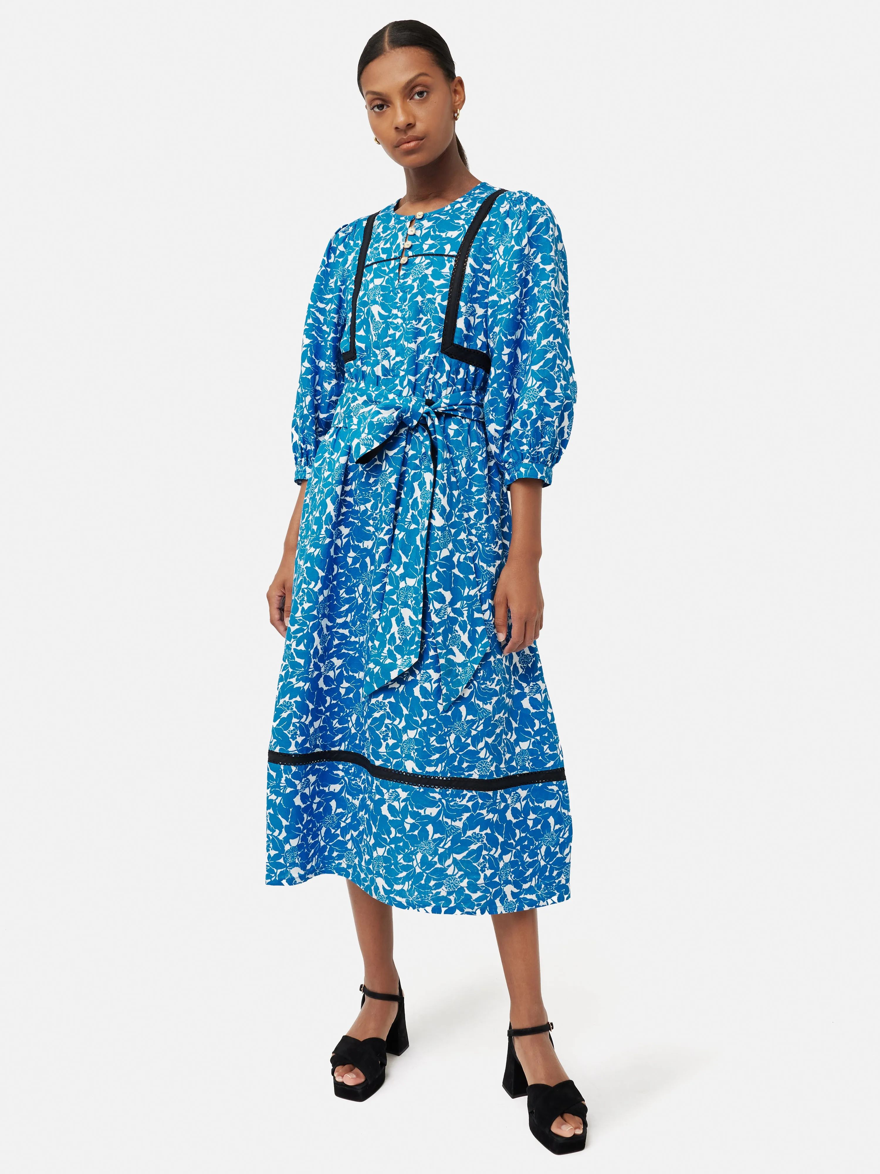 Shadow Leaf Linen Dress | Blue sold by Jigsaw product image thumbnail 3