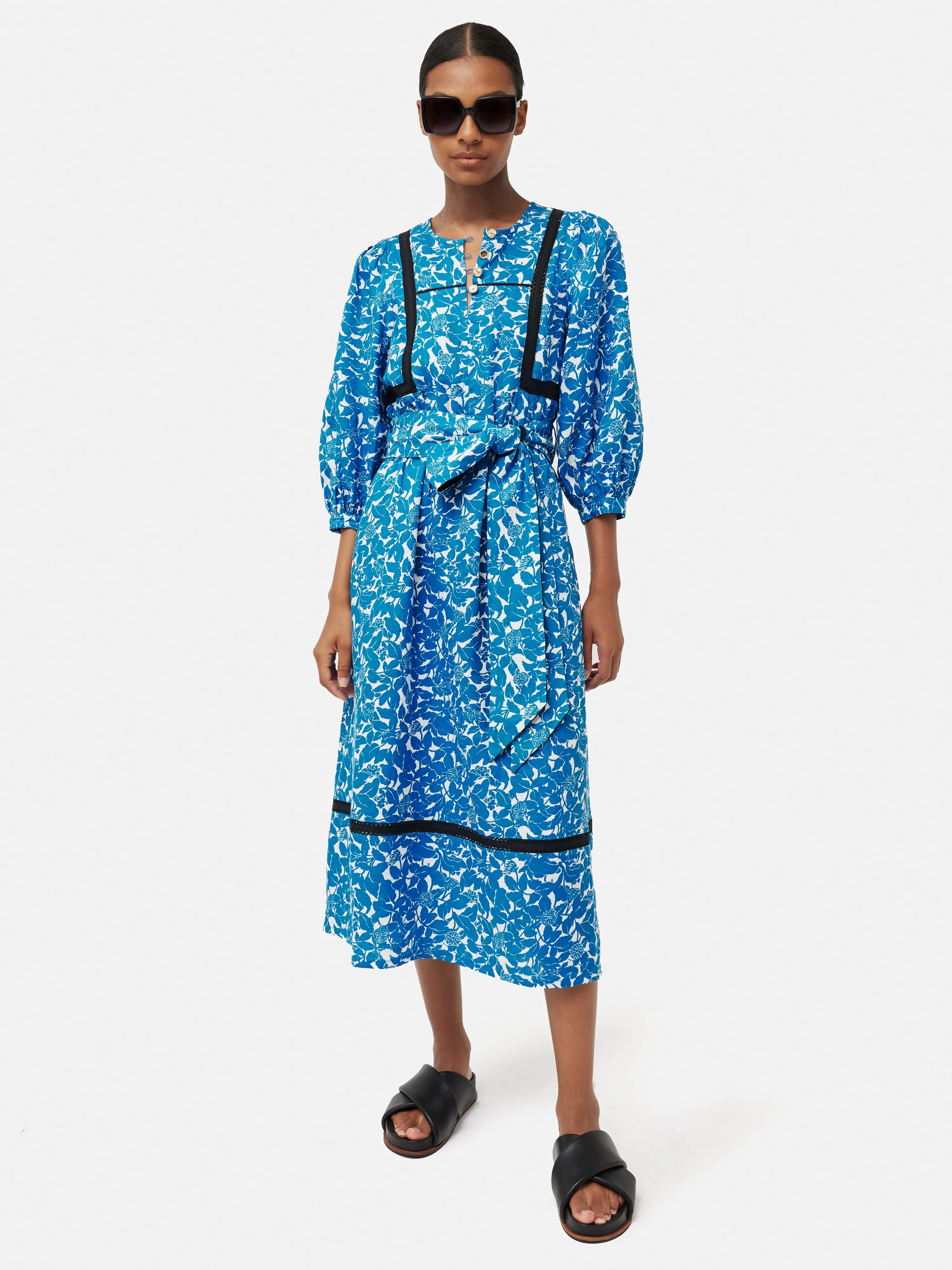 Shadow Leaf Linen Dress | Blue sold by Jigsaw product image thumbnail 4